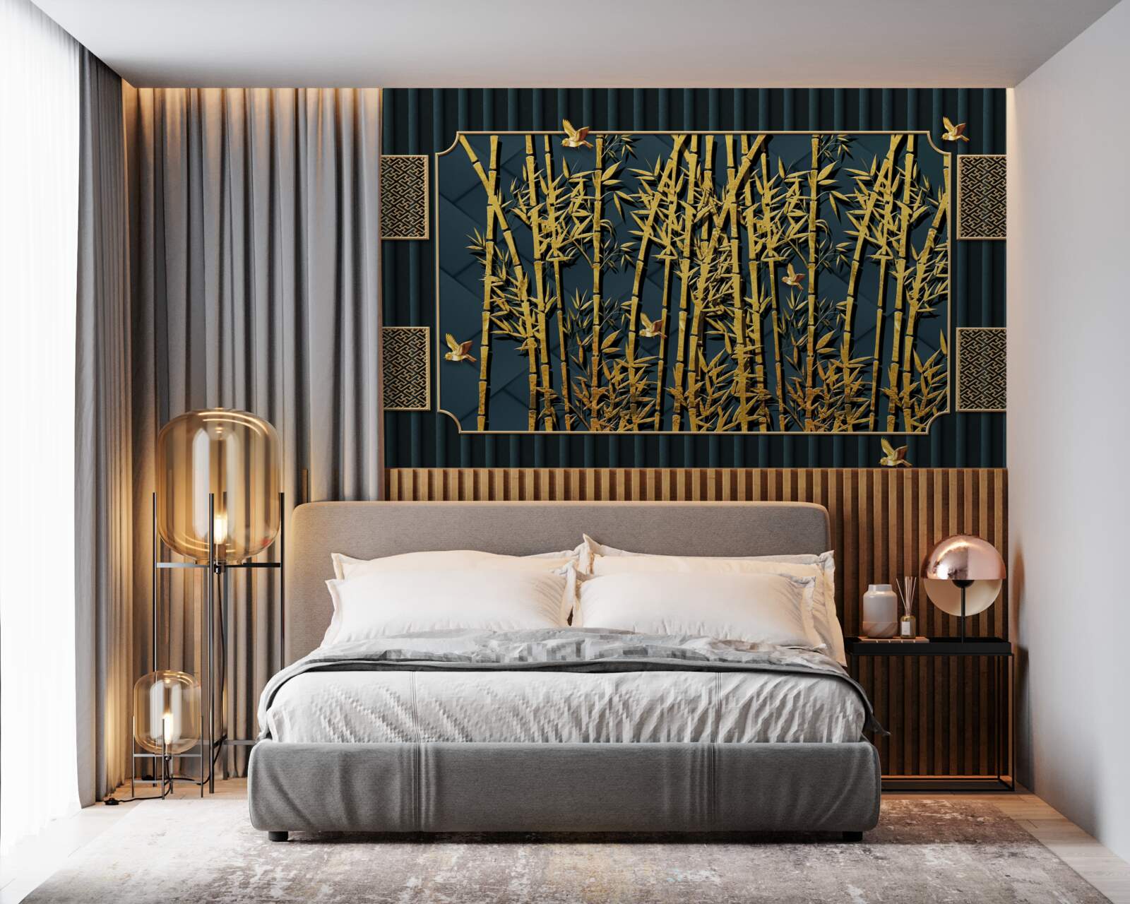 Fototapeta bambusowy las skąpany w złocie