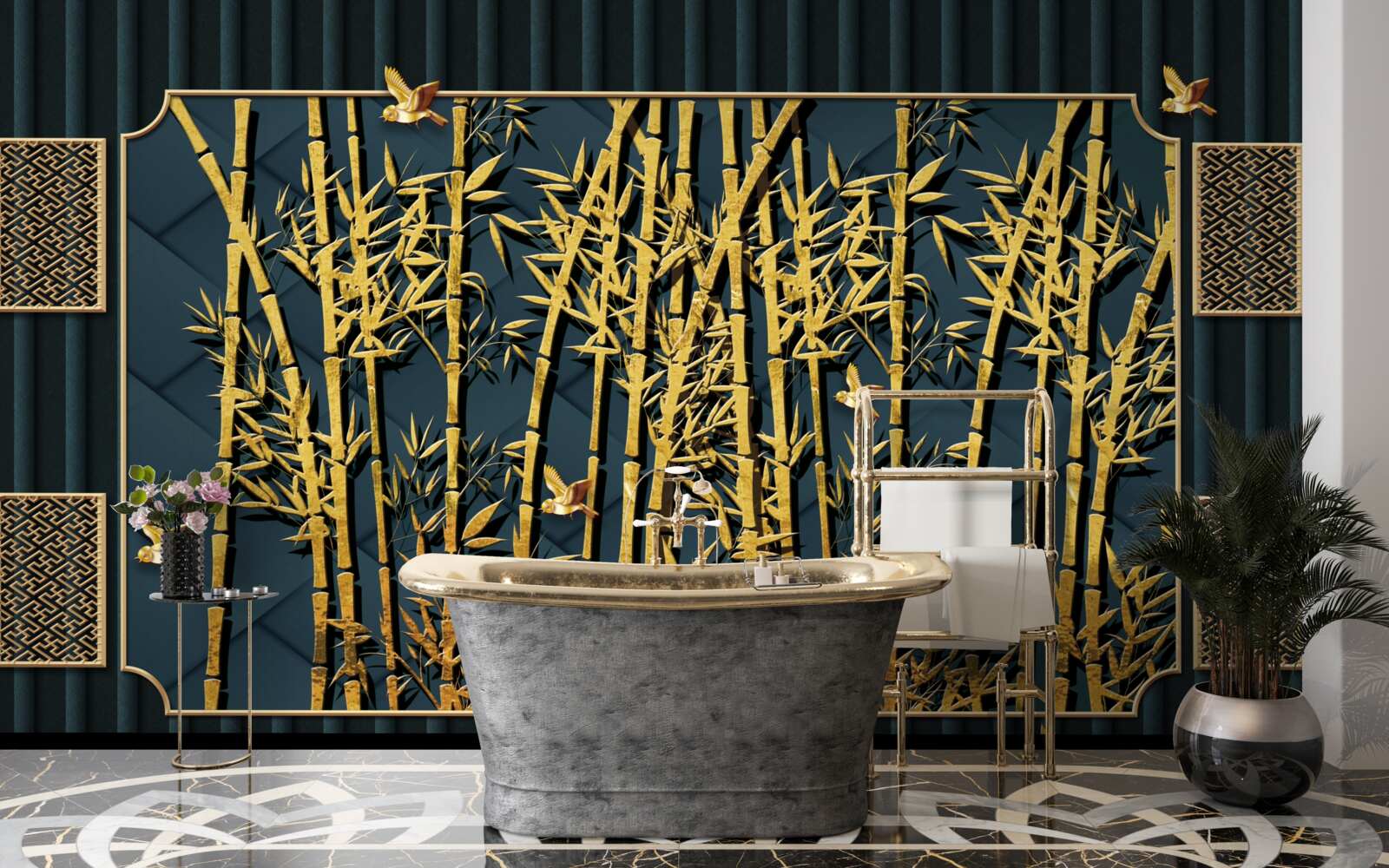 Fototapeta bambusowy las skąpany w złocie