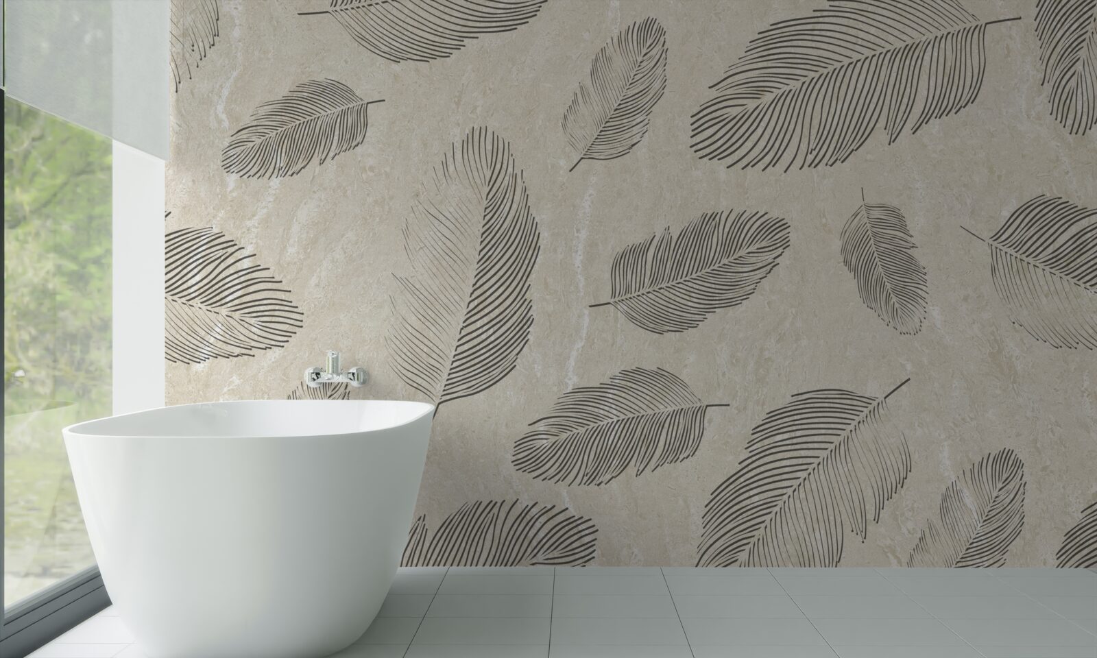 Fototapeta jasne tło ozdobione szarymi piórami