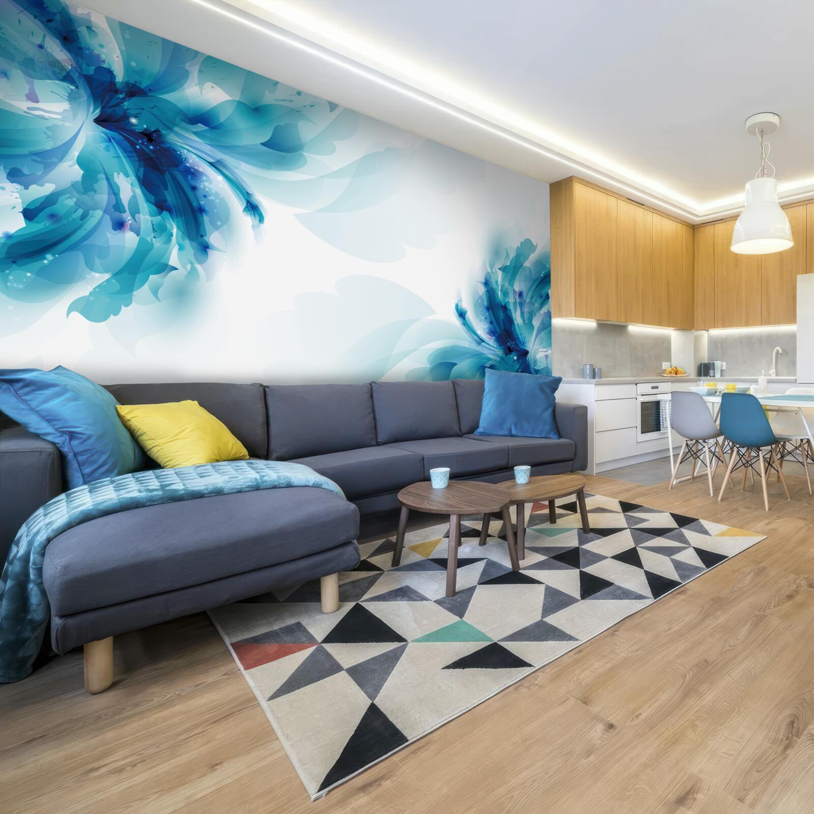 Fototapeta dwa duże narysowane niebieskie pąki