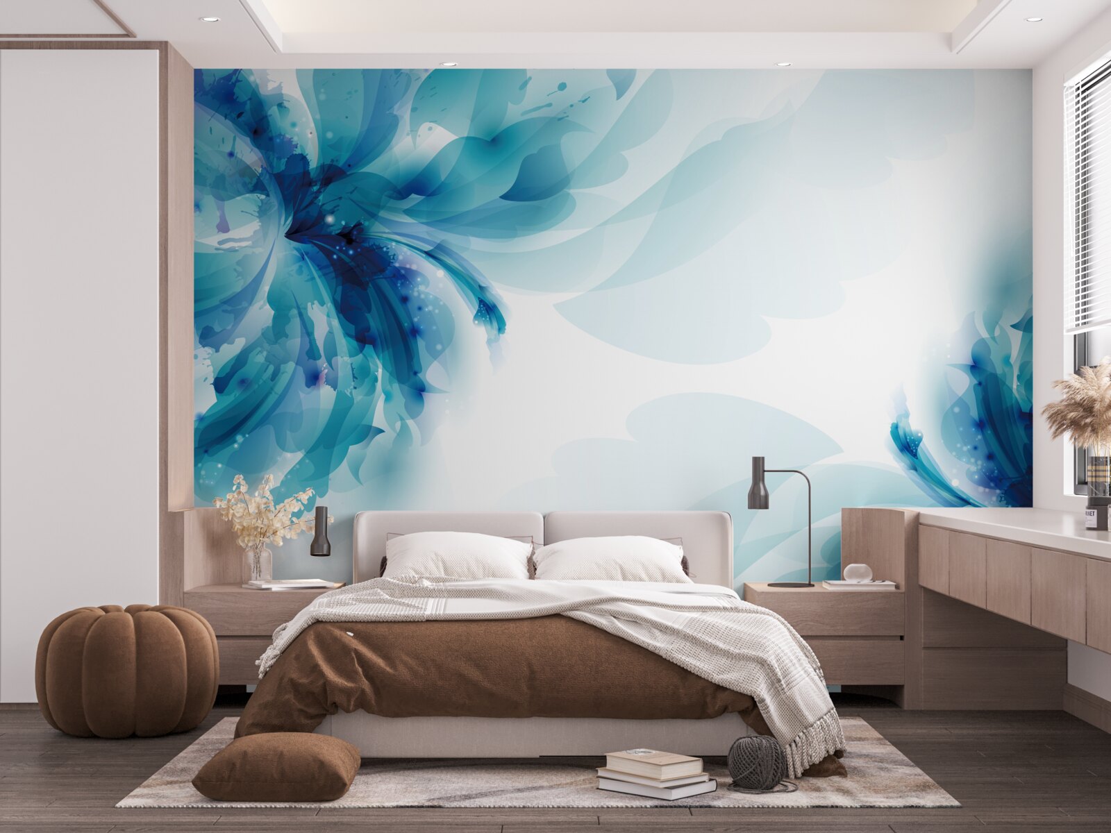 Fototapeta dwa duże narysowane niebieskie pąki