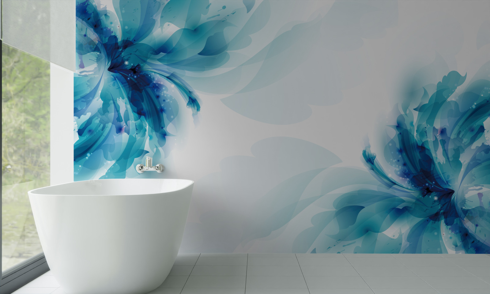 Fototapeta dwa duże narysowane niebieskie pąki