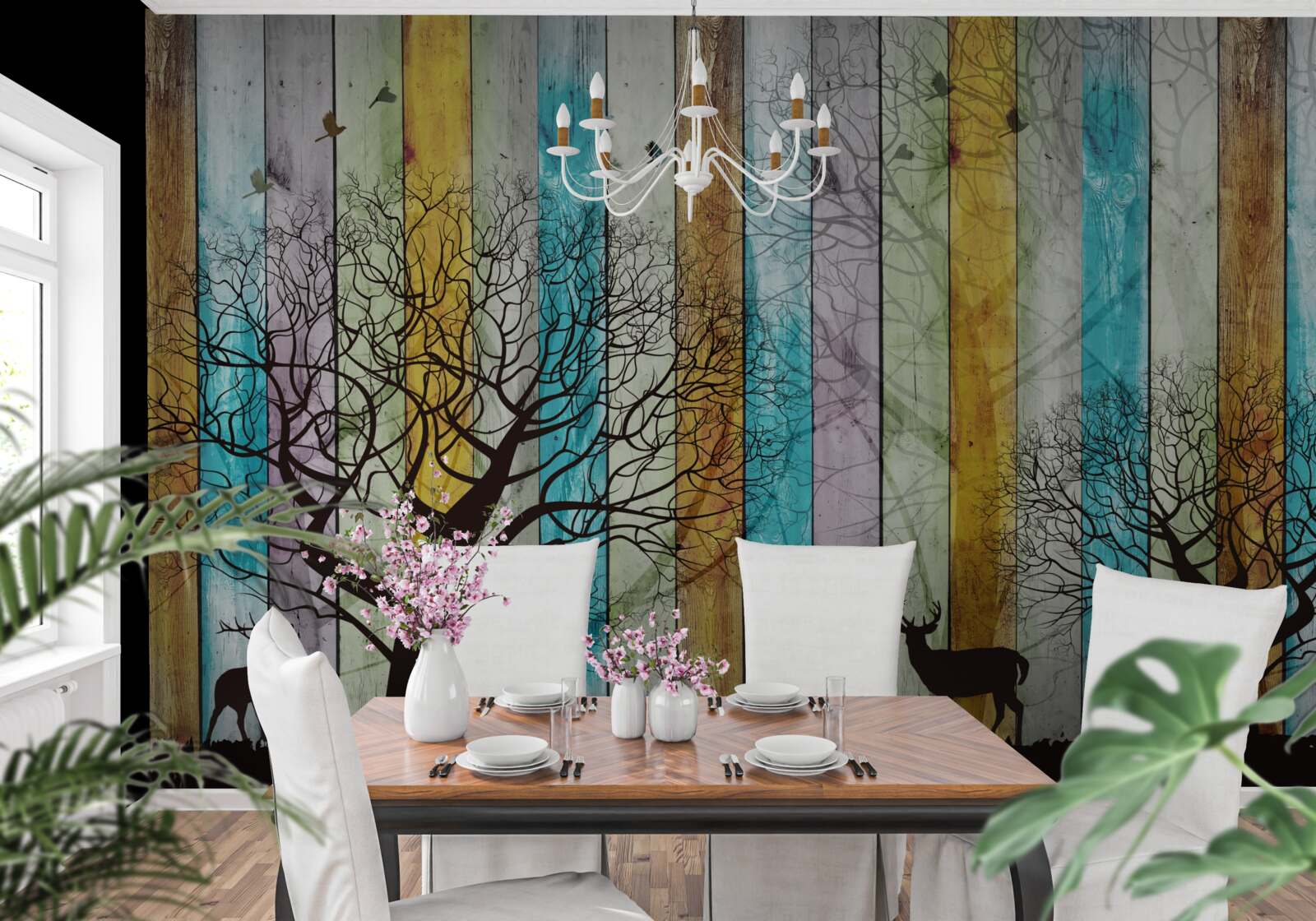 Fototapeta kontury drzew i łosi