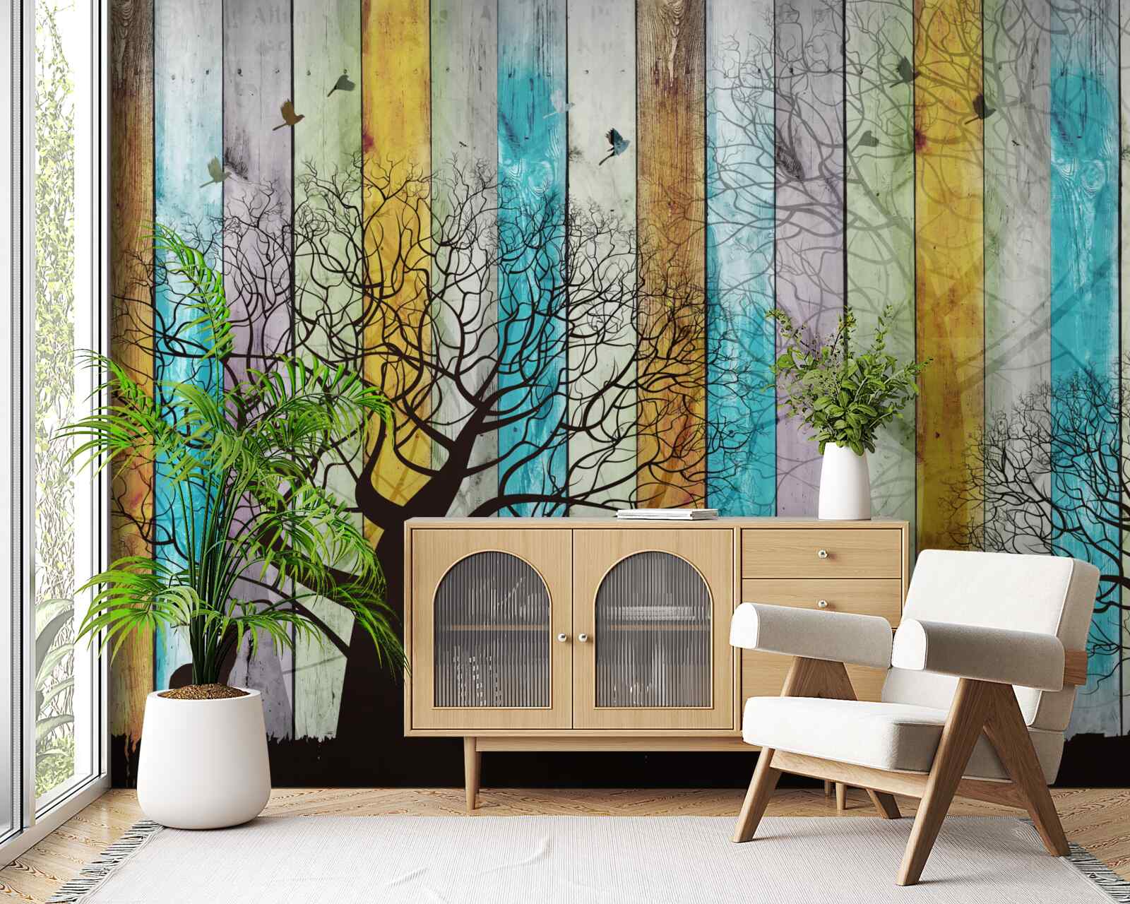 Fototapeta kontury drzew i łosi