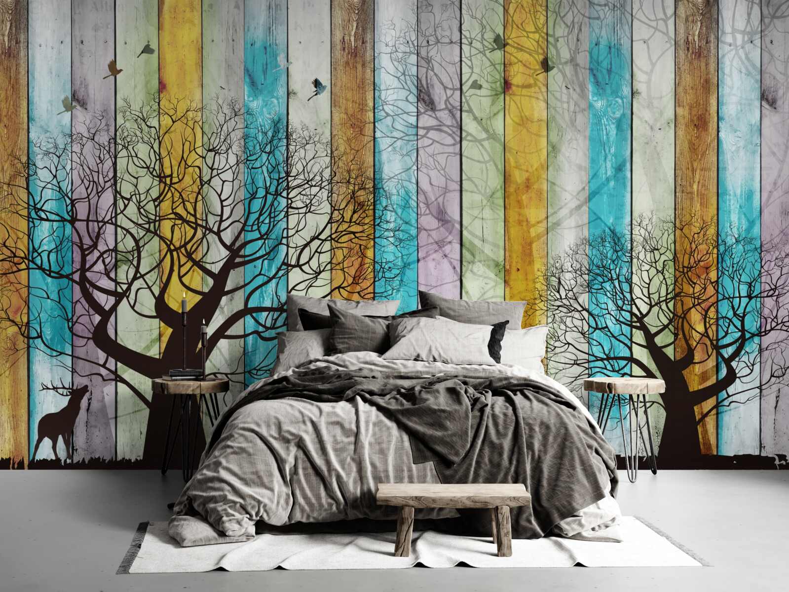 Fototapeta kontury drzew i łosi