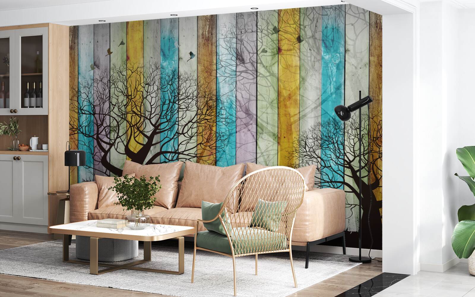 Fototapeta kontury drzew i łosi