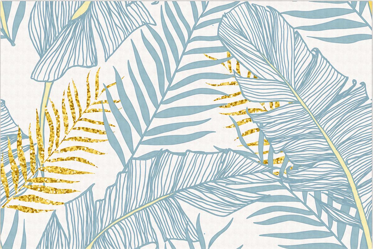 Fototapeta pióra w odcieniach błękitu i złota