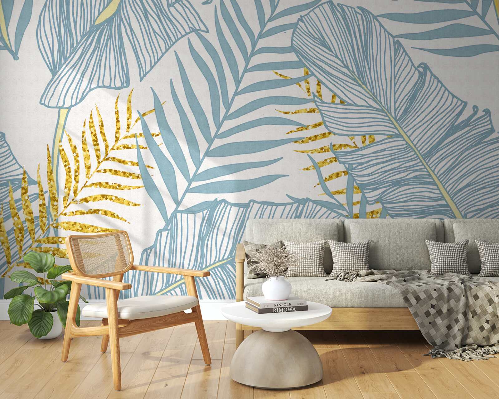 Fototapeta pióra w odcieniach błękitu i złota