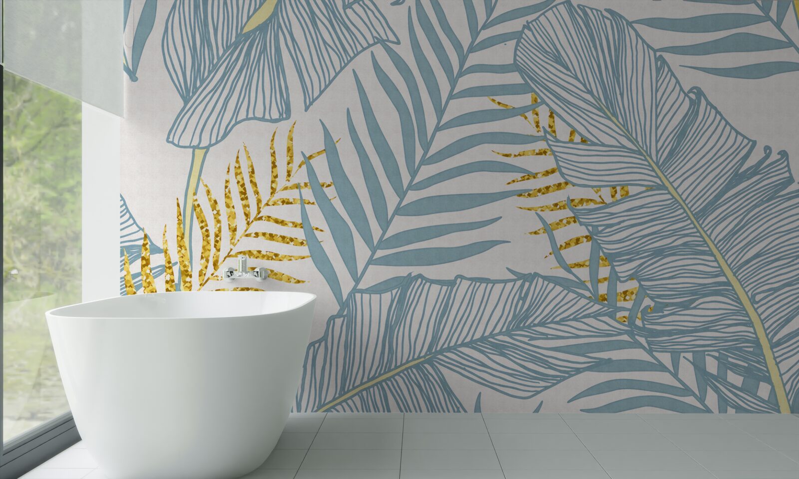 Fototapeta pióra w odcieniach błękitu i złota