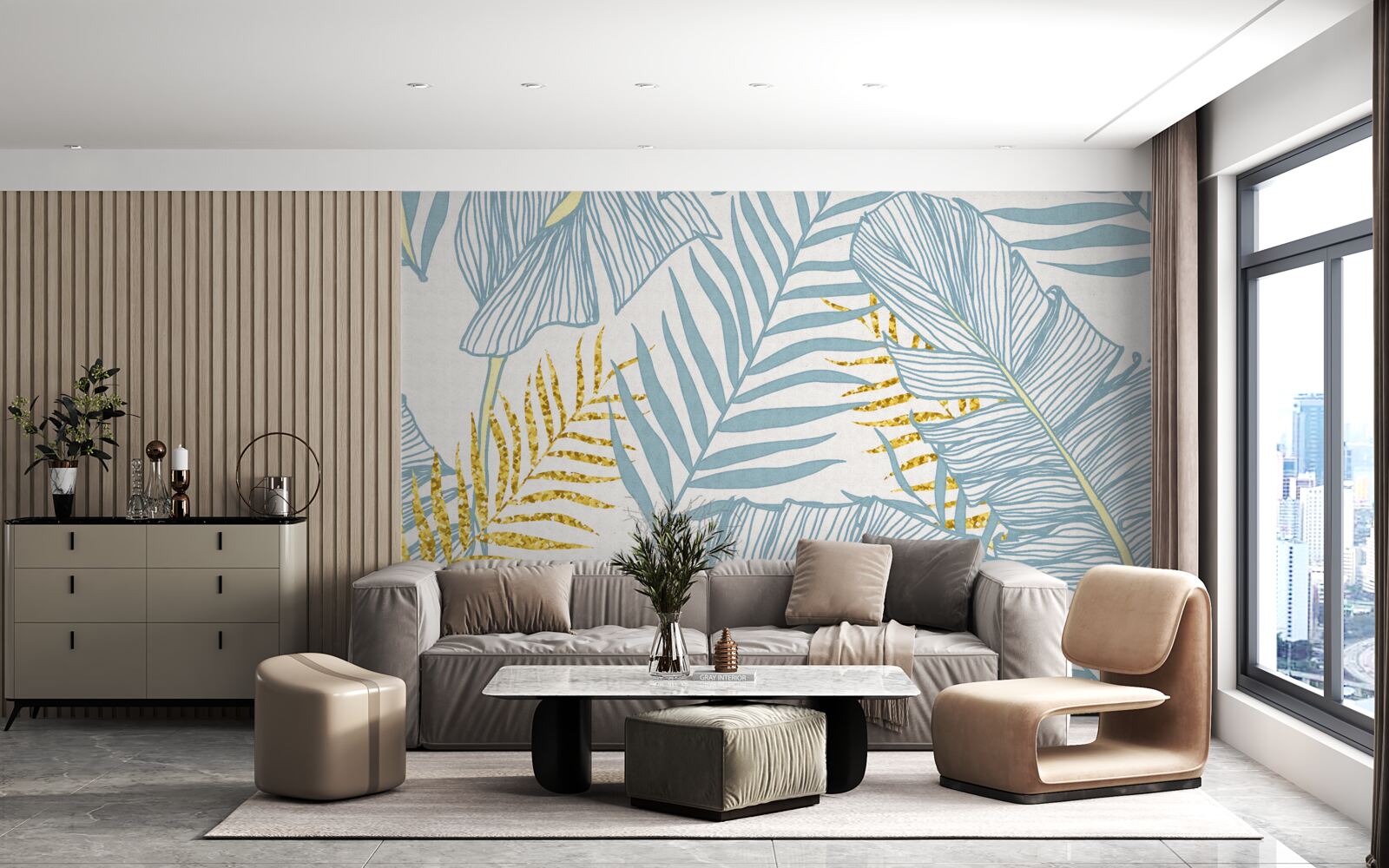 Fototapeta pióra w odcieniach błękitu i złota