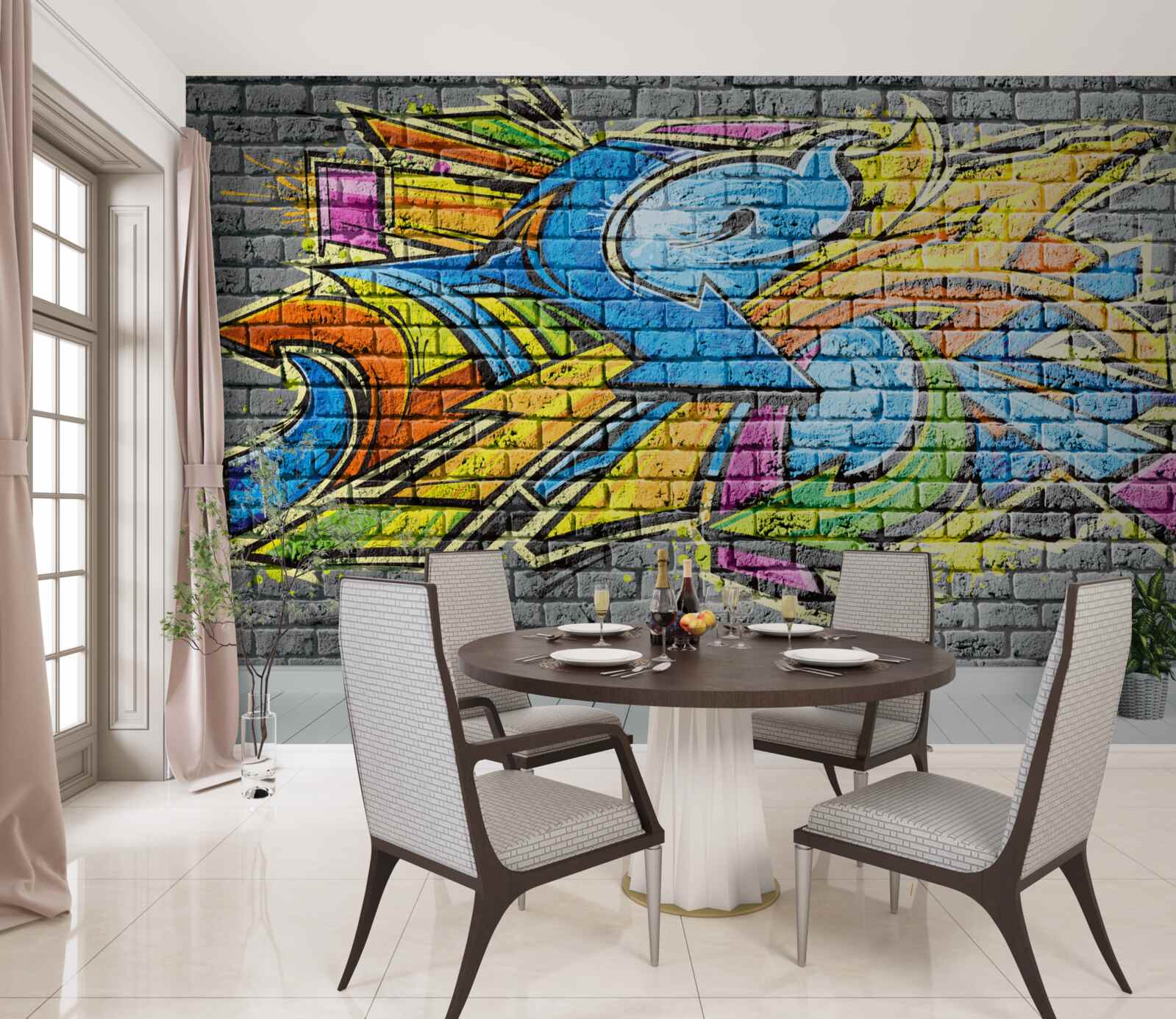 Fototapeta wielokolorowy obraz graffiti na ścianie