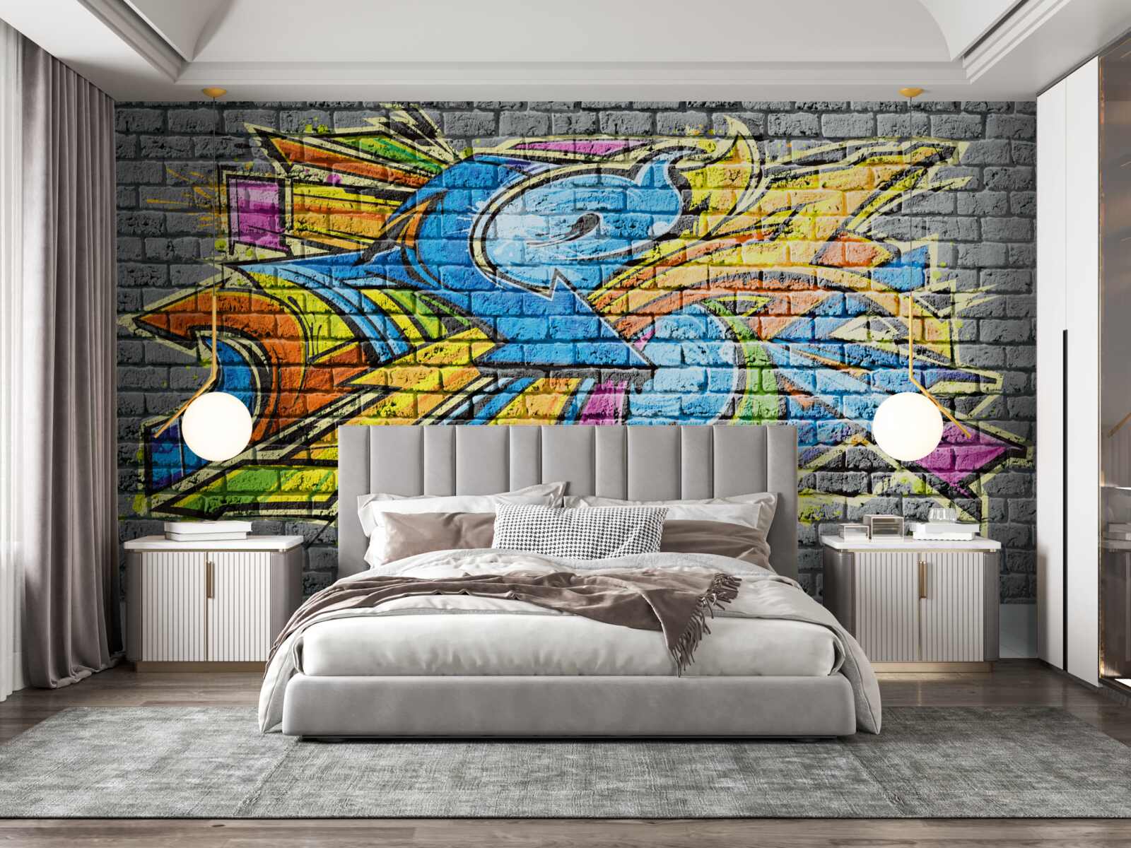 Fototapeta wielokolorowy obraz graffiti na ścianie