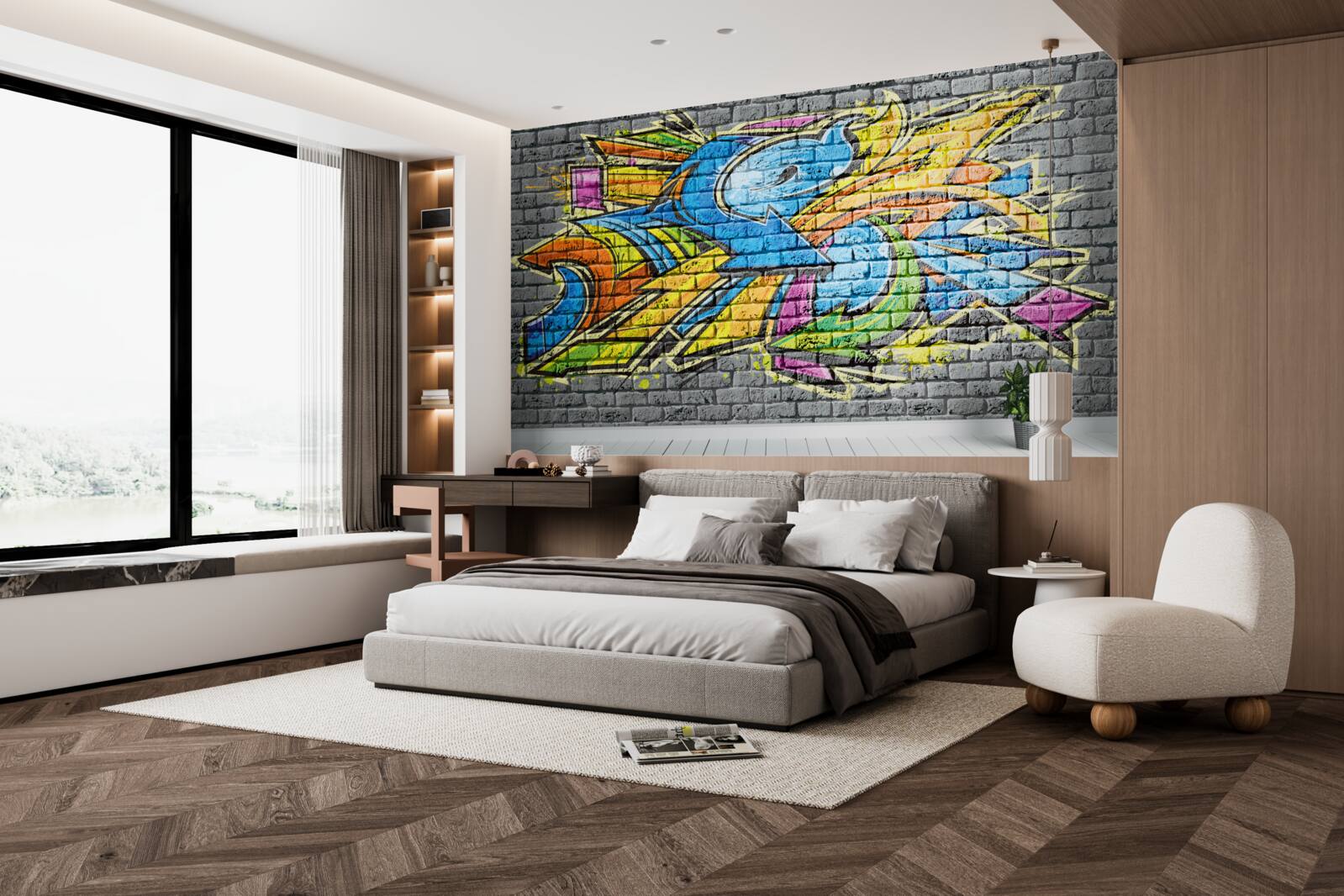 Fototapeta wielokolorowy obraz graffiti na ścianie