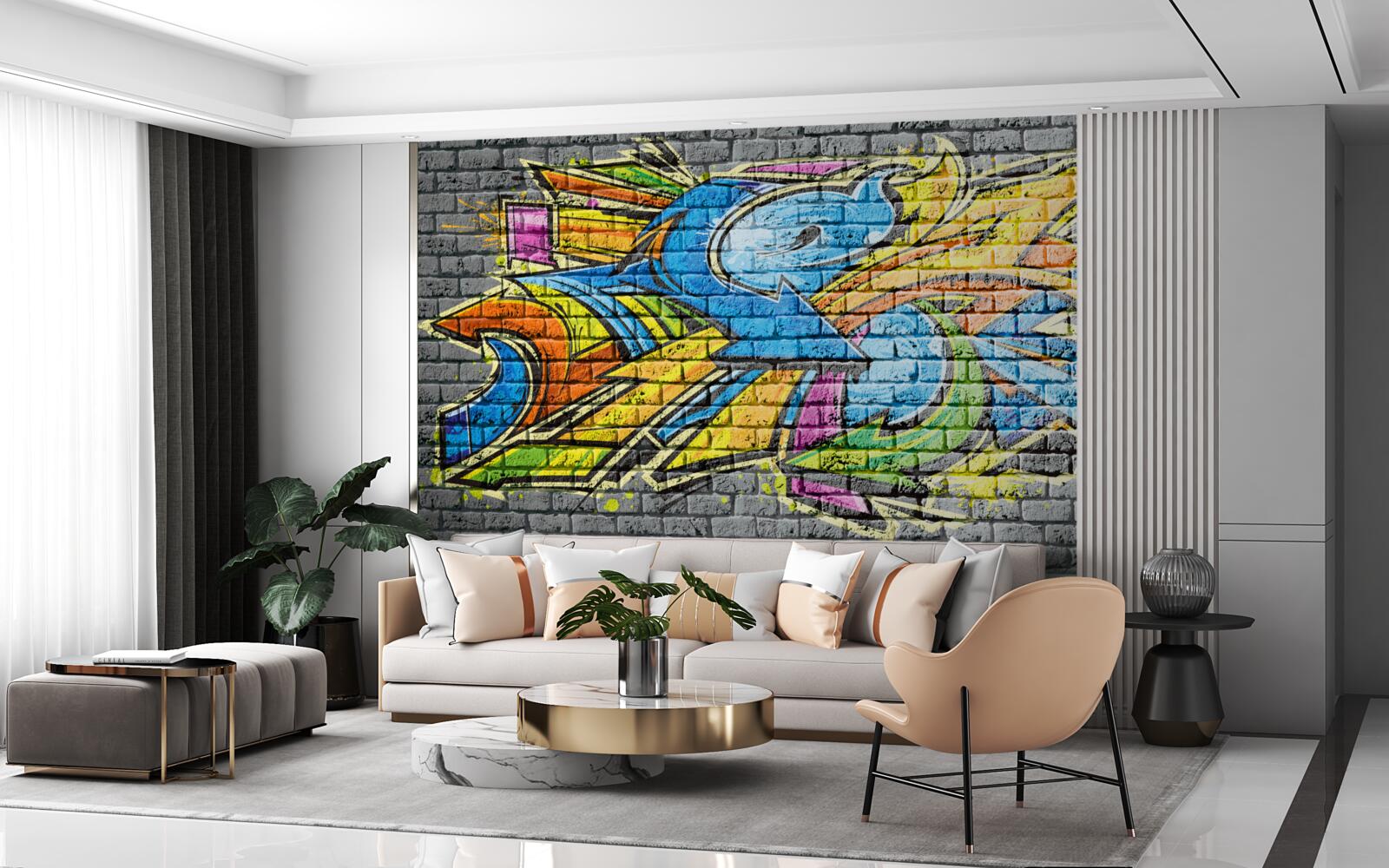 Fototapeta wielokolorowy obraz graffiti na ścianie