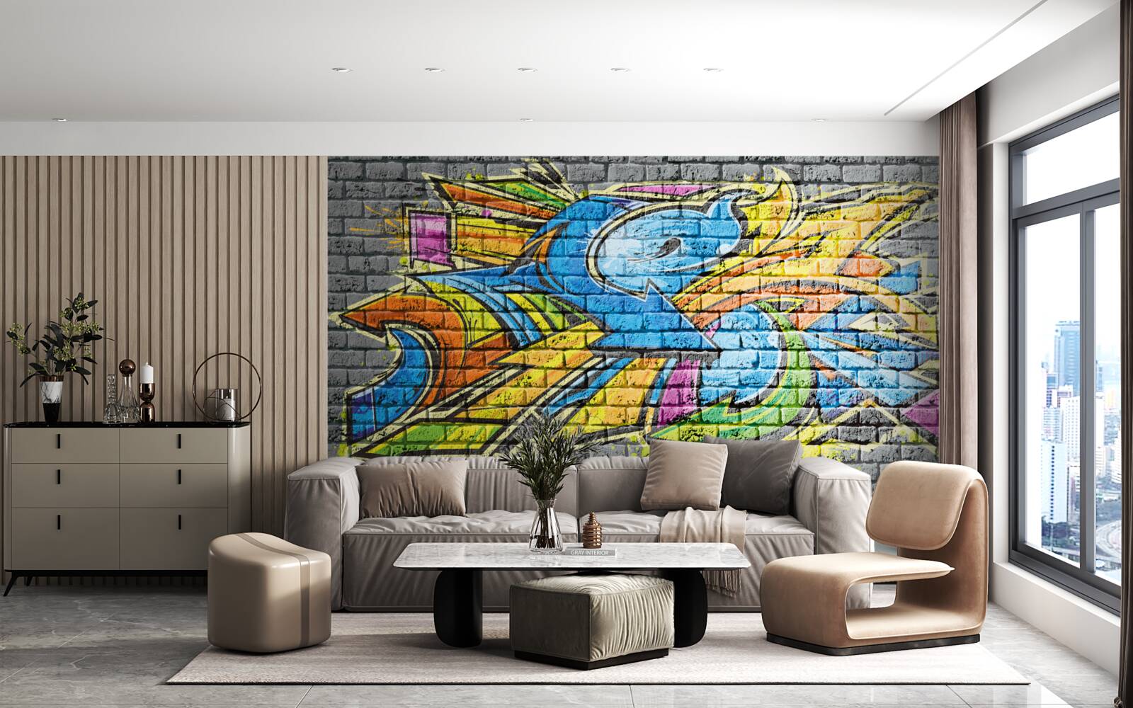 Fototapeta wielokolorowy obraz graffiti na ścianie