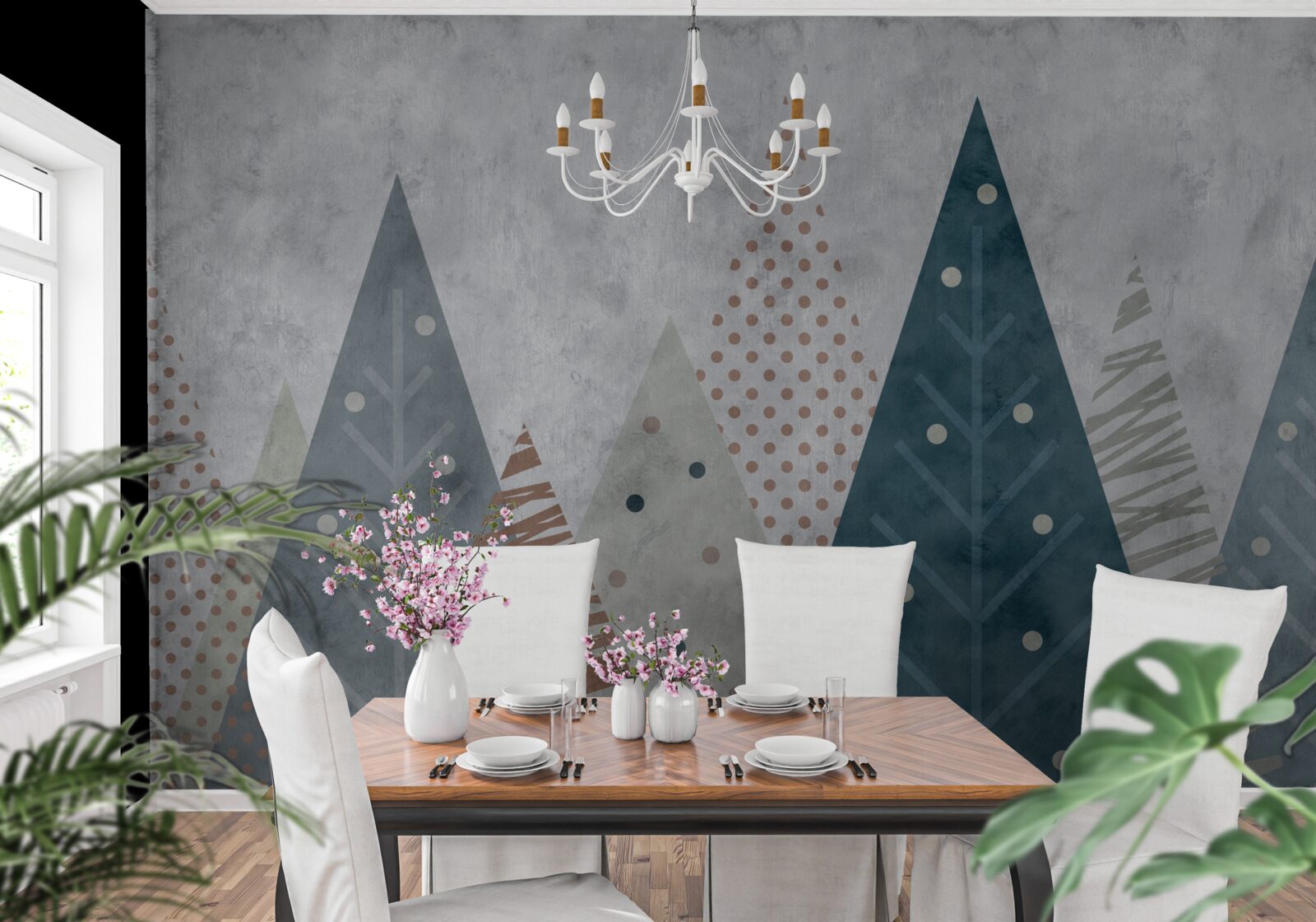 Fototapeta jesienny obraz lasu iglastego w abstrakcji