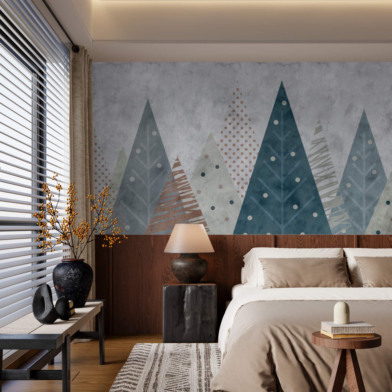 Fototapeta jesienny obraz lasu iglastego w abstrakcji