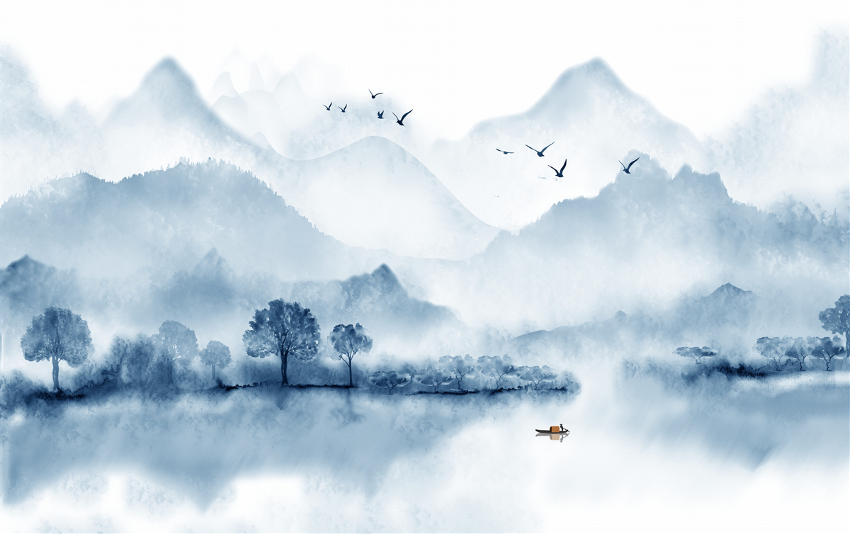 Fototapeta spokój na górskim stawie rybackim