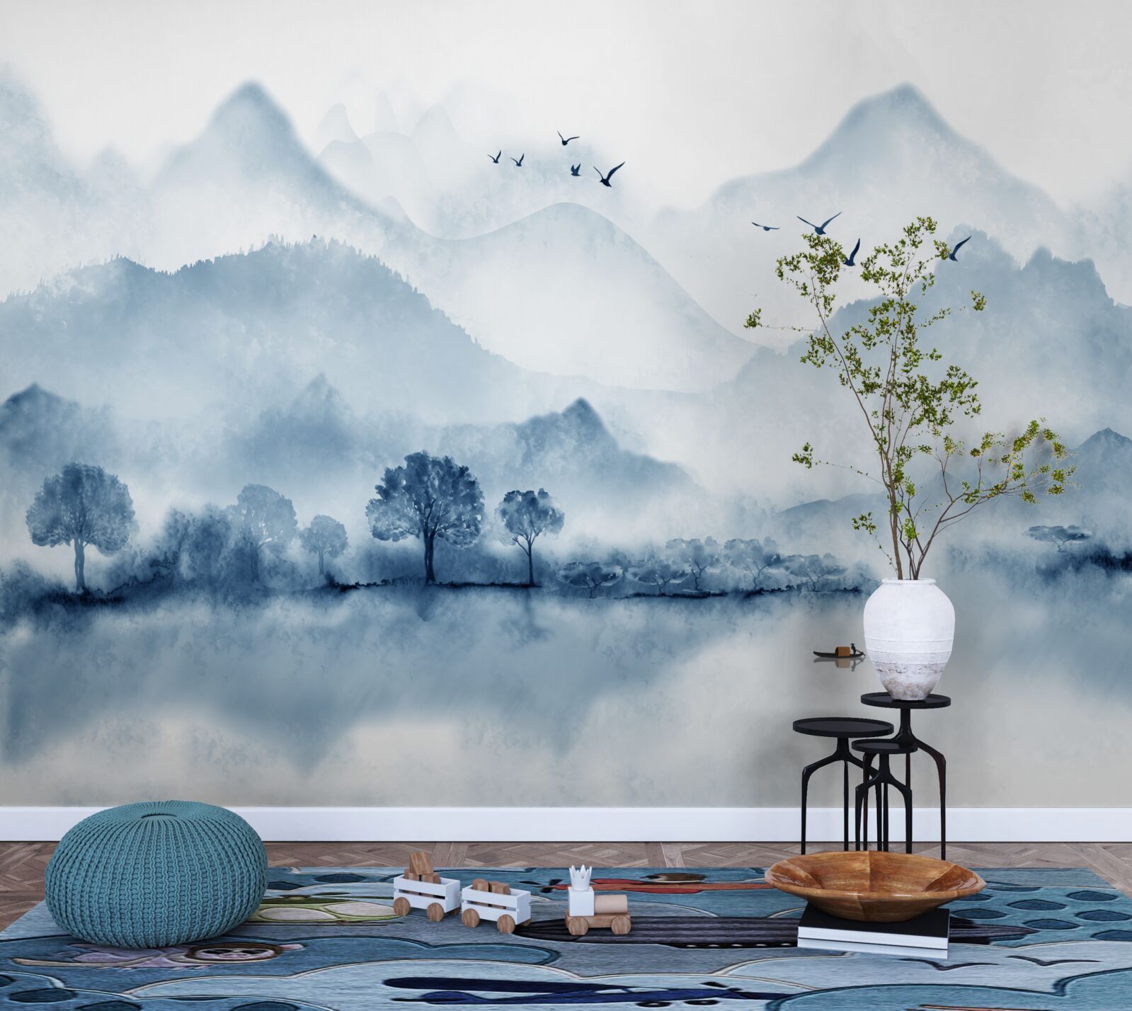 Fototapeta spokój na górskim stawie rybackim