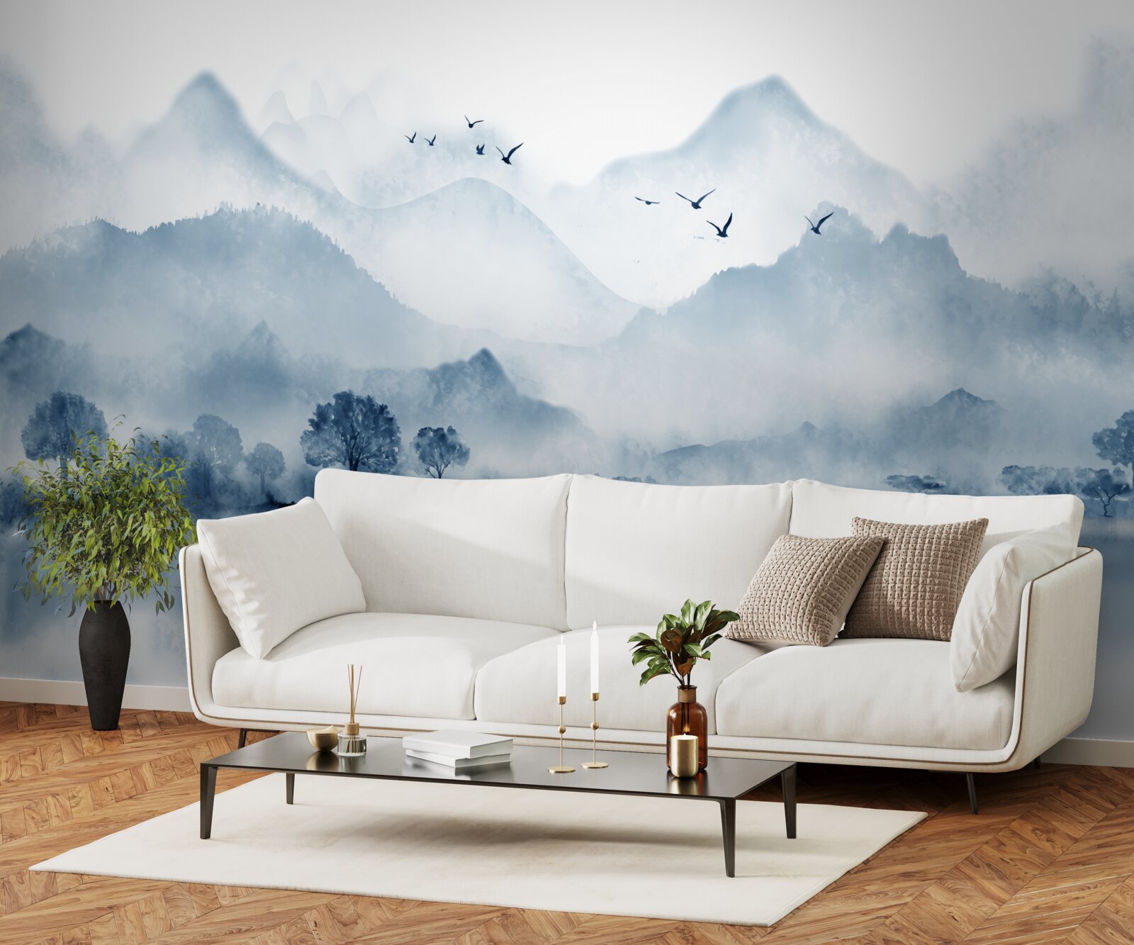 Fototapeta spokój na górskim stawie rybackim