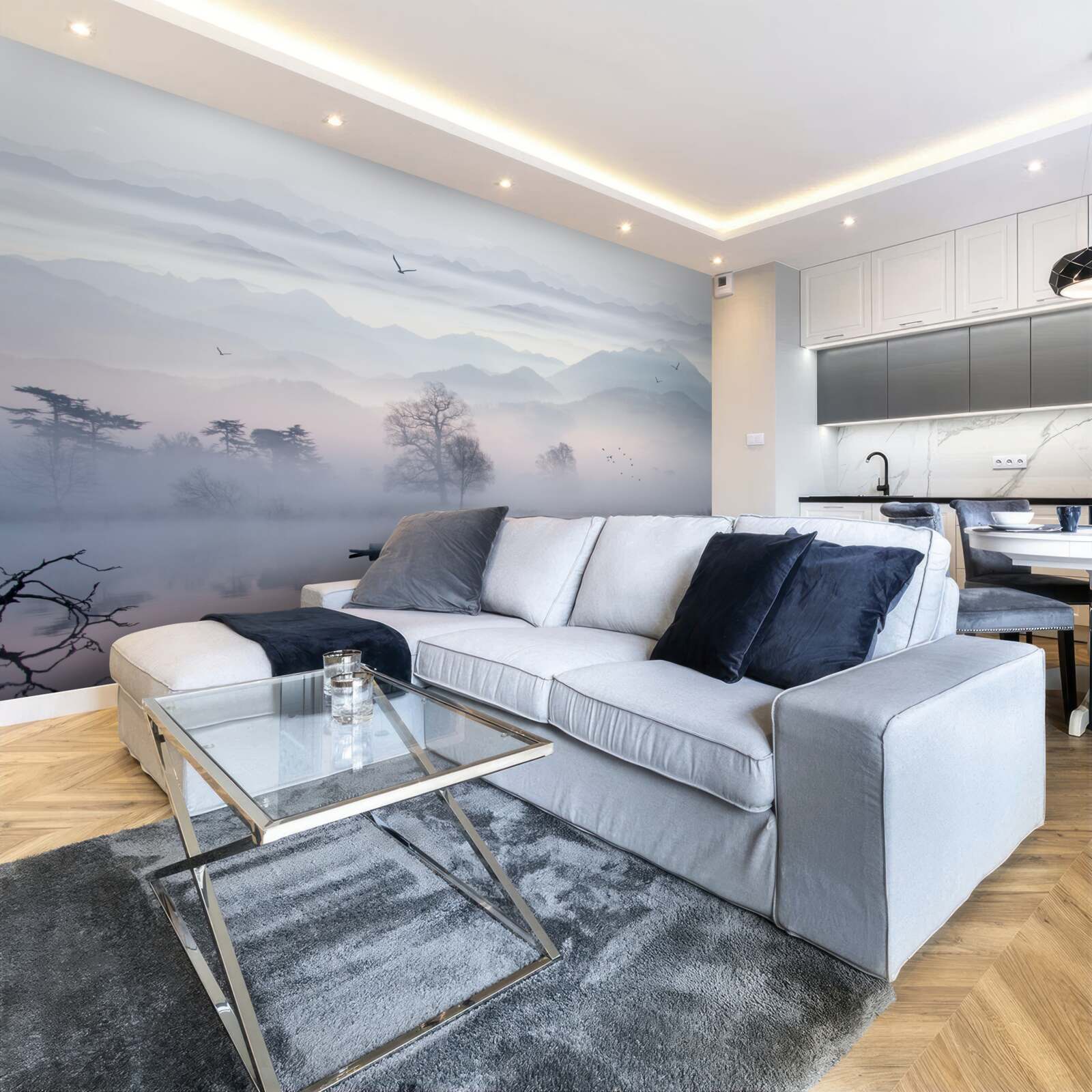 Fototapeta poranna mgła nad wodą jeziora