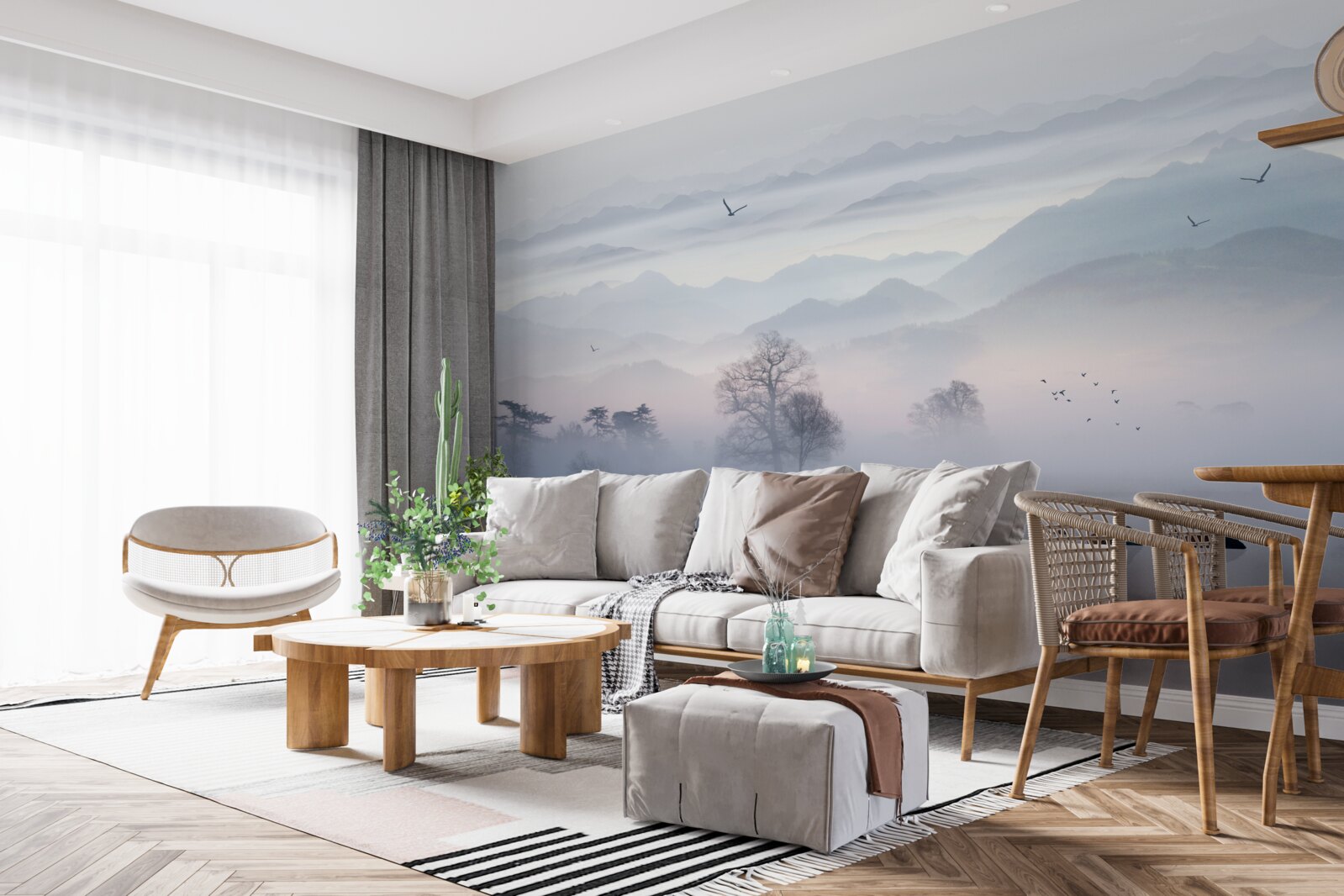 Fototapeta poranna mgła nad wodą jeziora