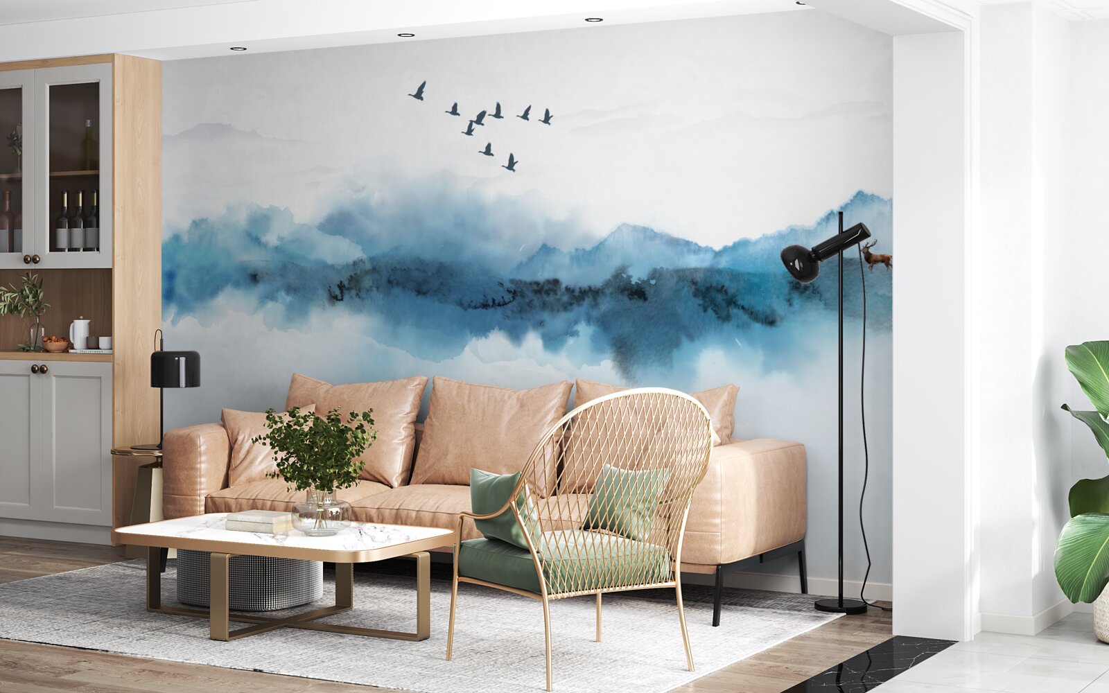 Fototapeta rybak spowity poranną mgłą