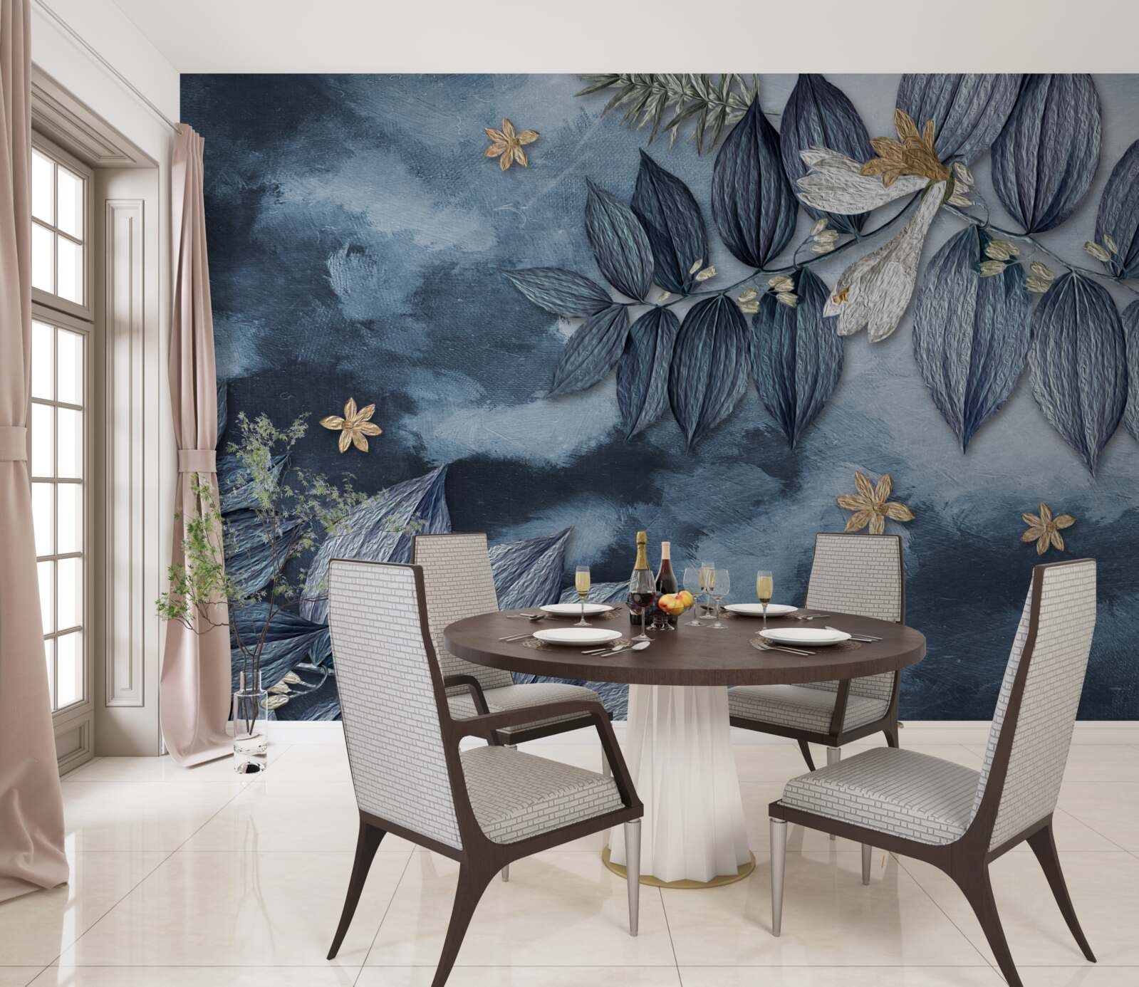 Fototapeta noc z chmurami w tropikalnym lesie