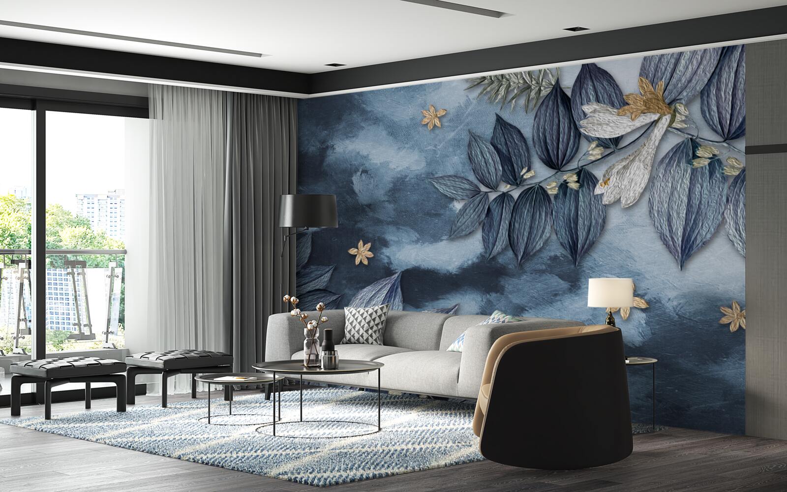 Fototapeta noc z chmurami w tropikalnym lesie