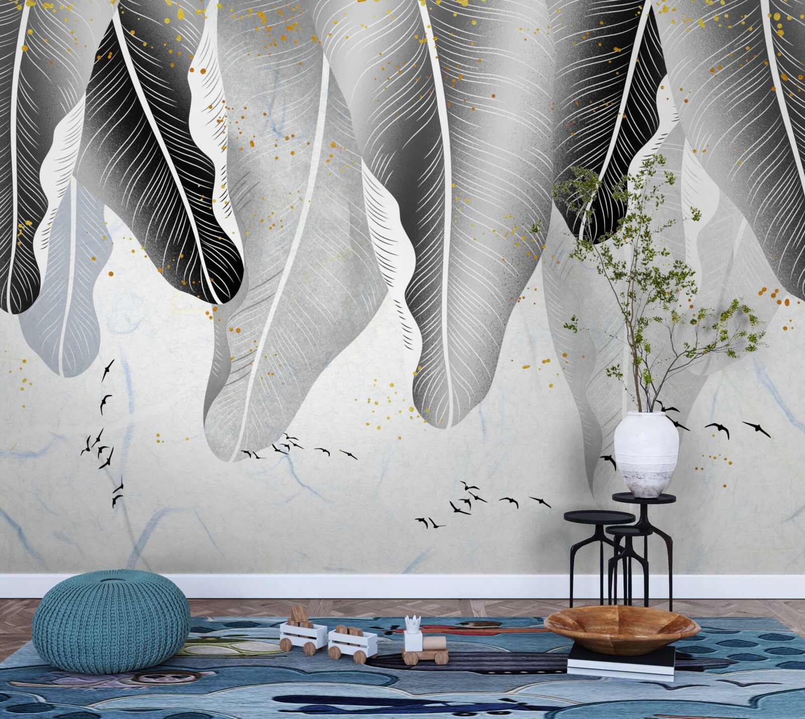 Fototapeta schemat z elementami tropikalnymi