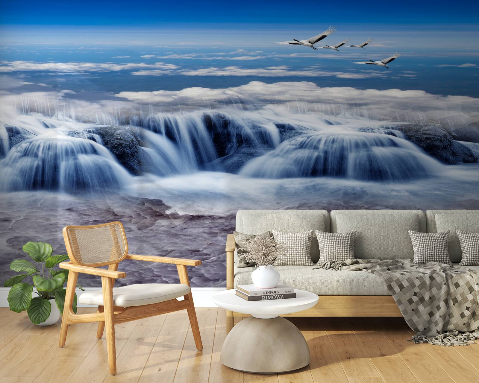 Fototapeta wodospad, nad którym szybują ptaki