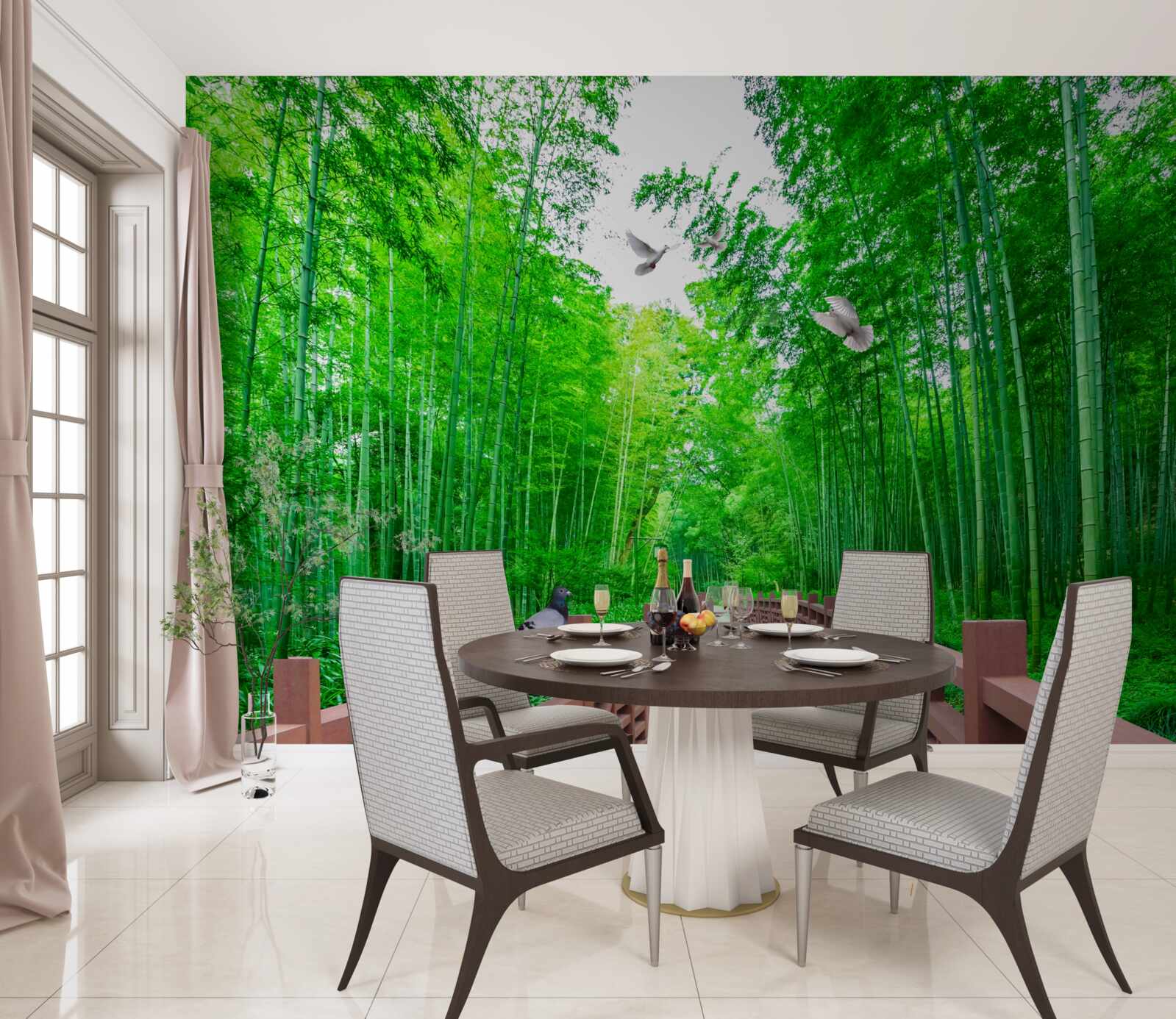 Fototapeta Ścieżka przez zielony las bambusowy