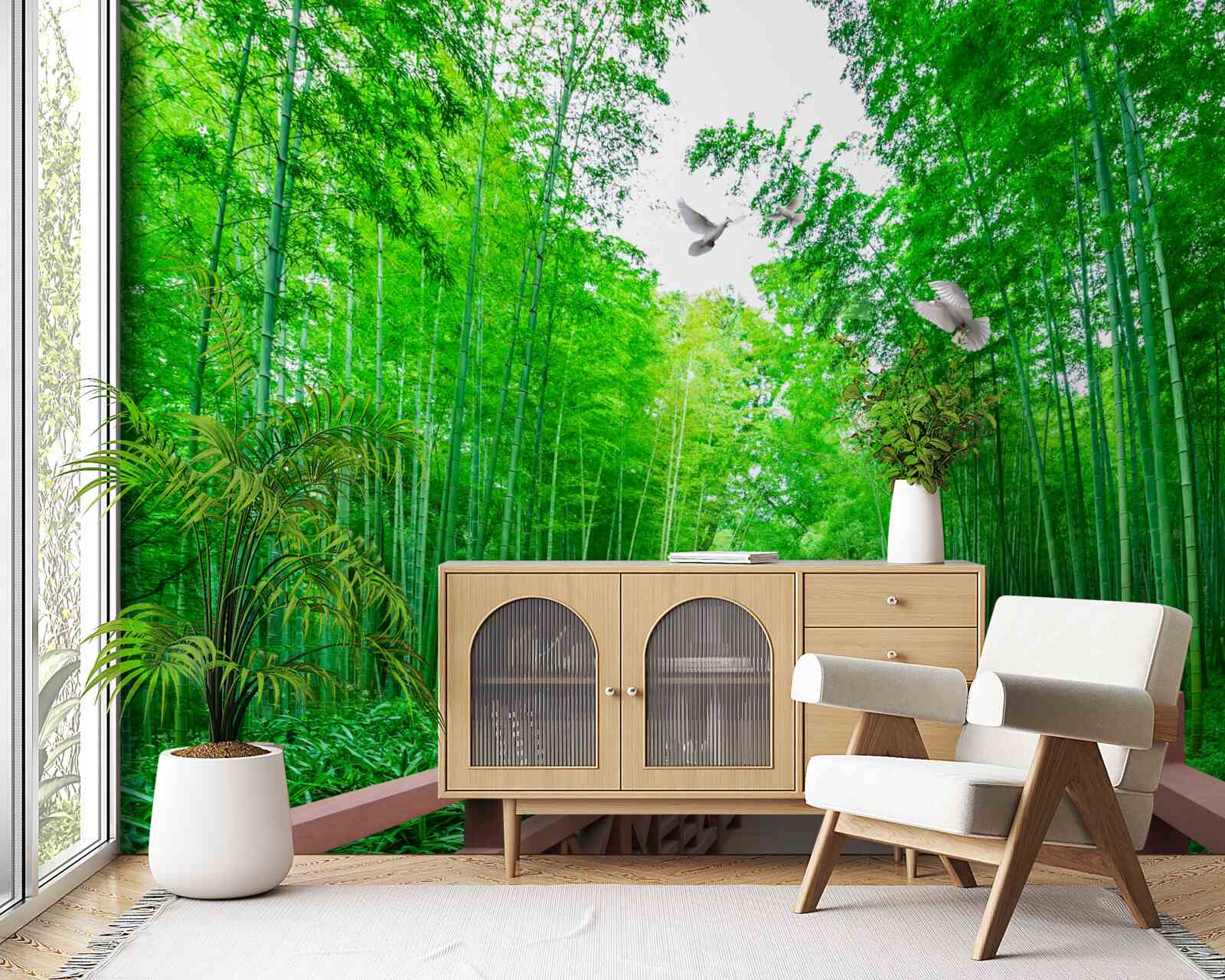 Fototapeta Ścieżka przez zielony las bambusowy