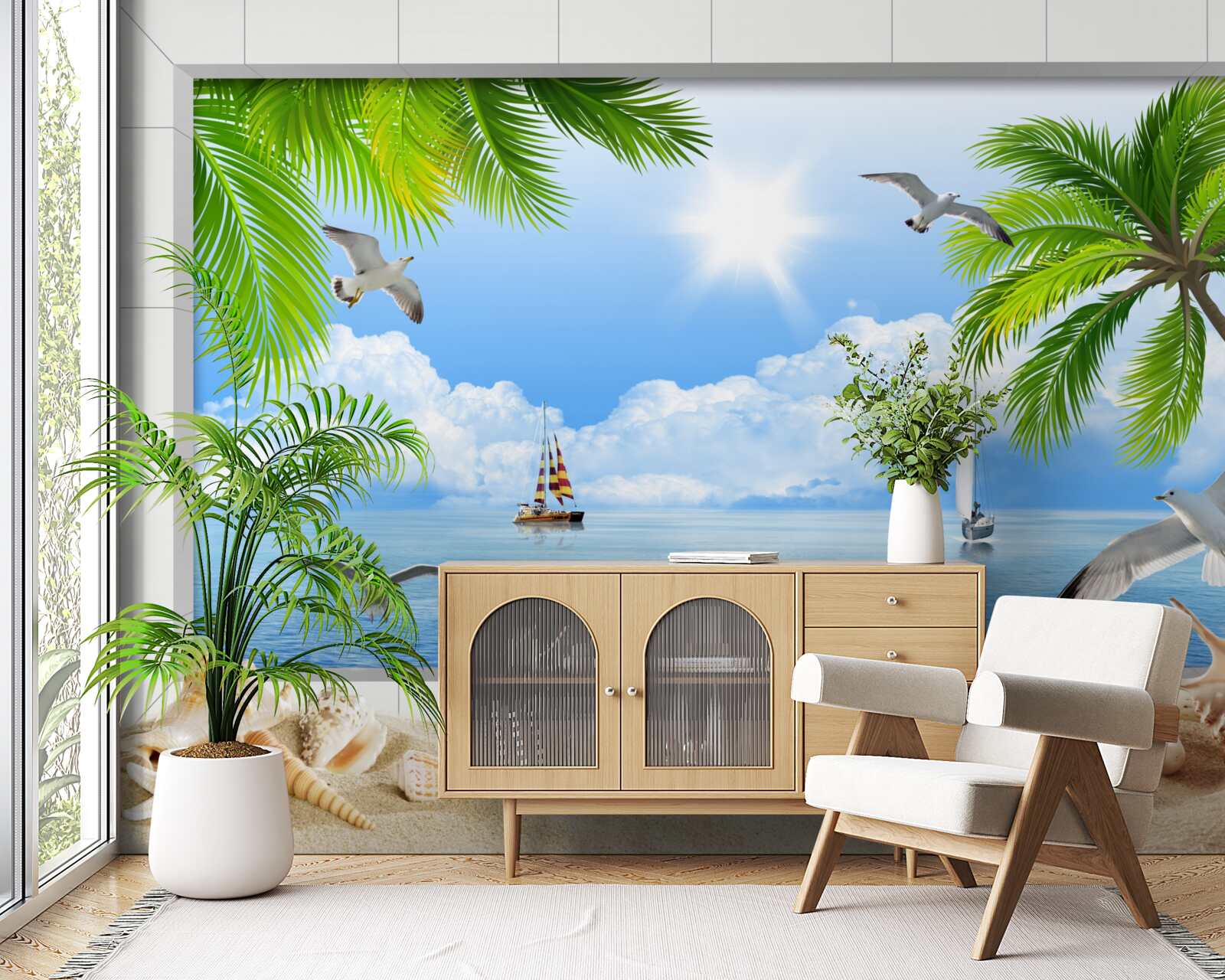 Fototapeta statki na spokojnym morzu