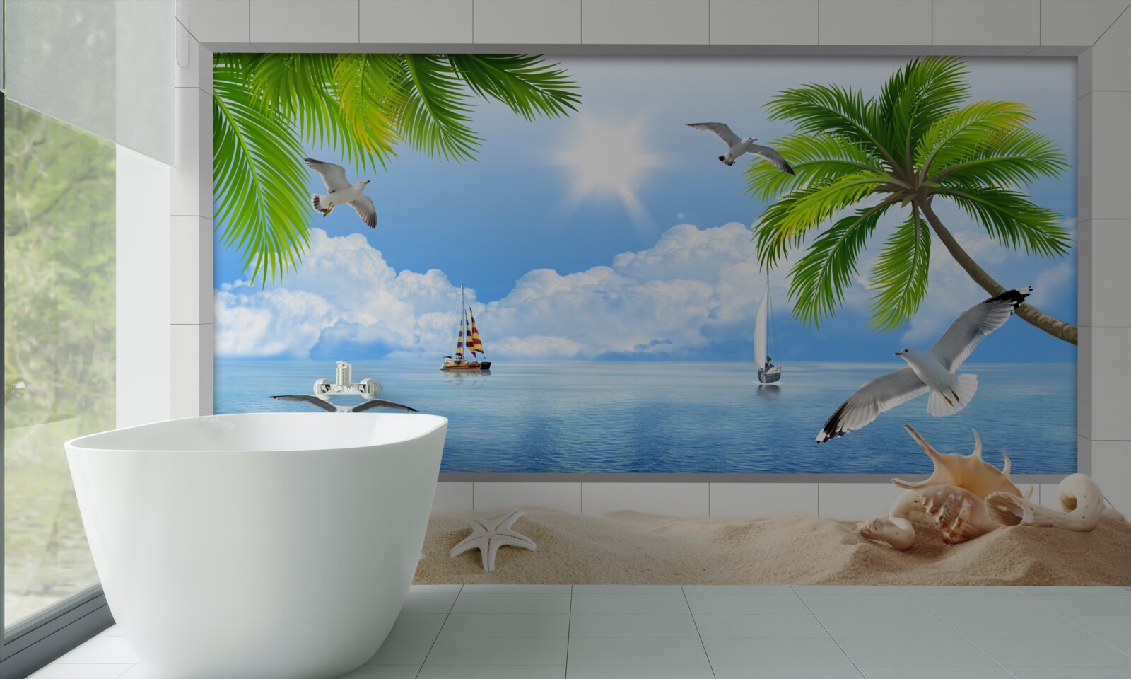 Fototapeta statki na spokojnym morzu