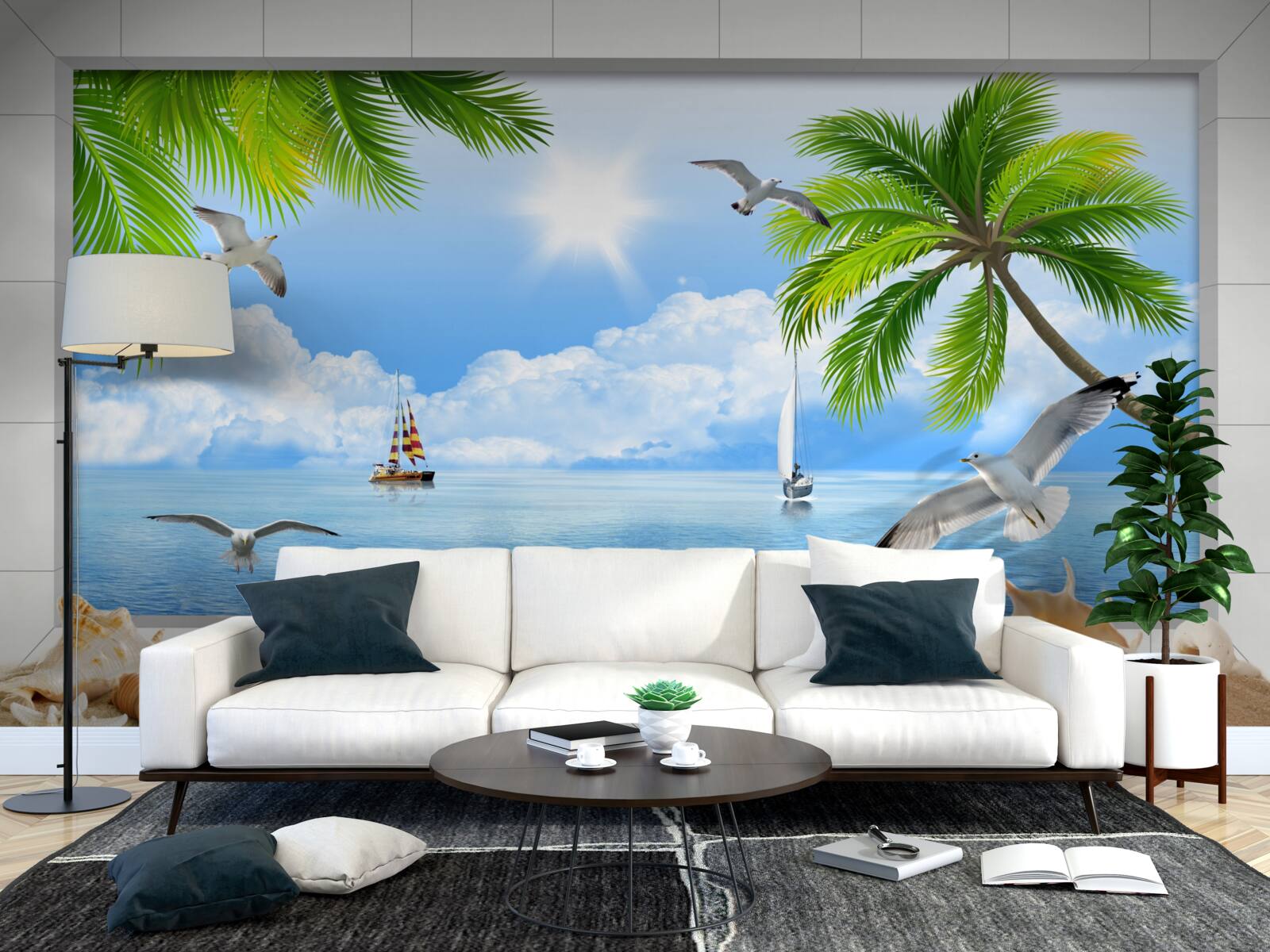 Fototapeta statki na spokojnym morzu