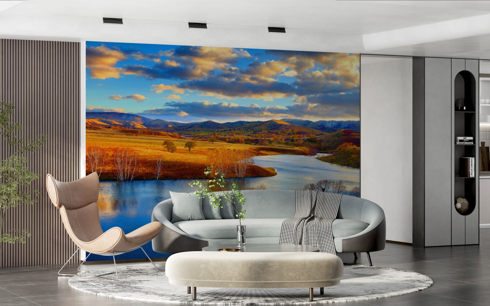 Fototapeta krajobraz z jeziorem jesienią