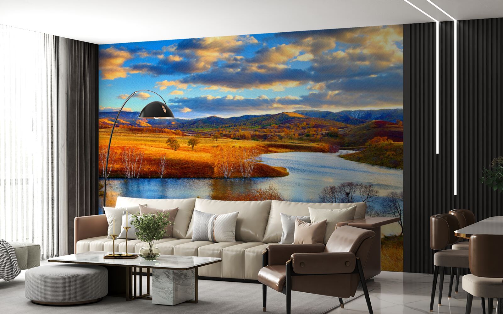 Fototapeta krajobraz z jeziorem jesienią