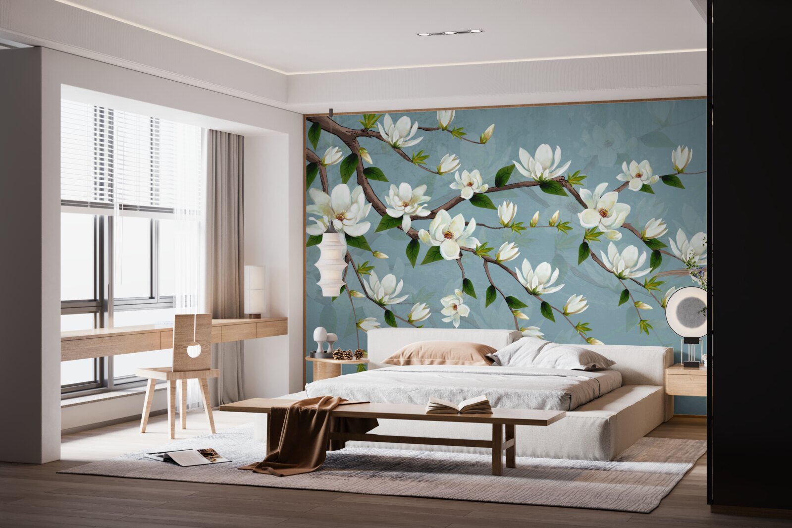 Fototapeta stworzenie ze skrzydłami zbliża się do pąków świetlnych