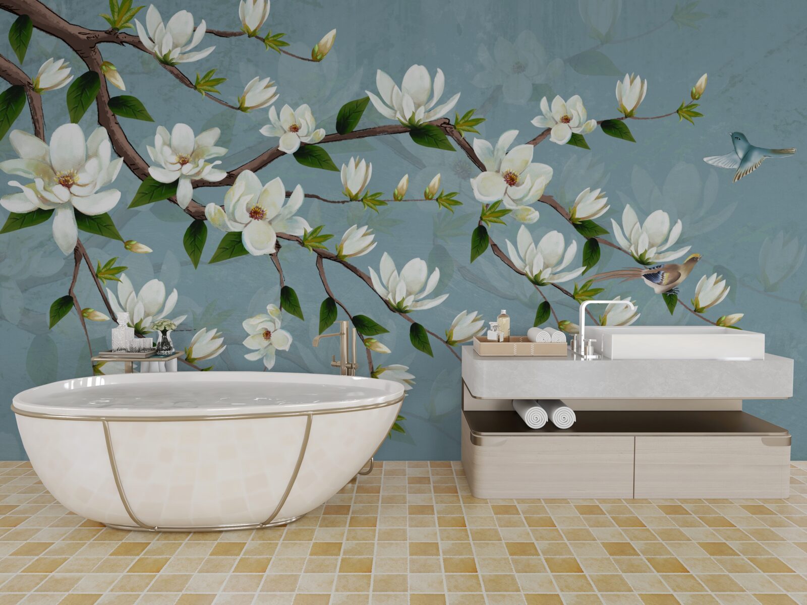 Fototapeta stworzenie ze skrzydłami zbliża się do pąków świetlnych