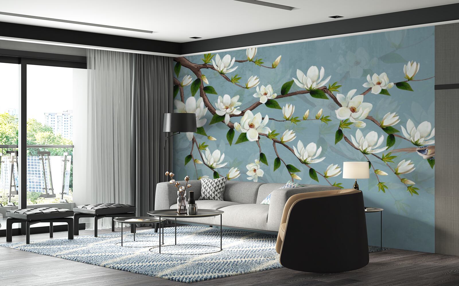 Fototapeta stworzenie ze skrzydłami zbliża się do pąków świetlnych