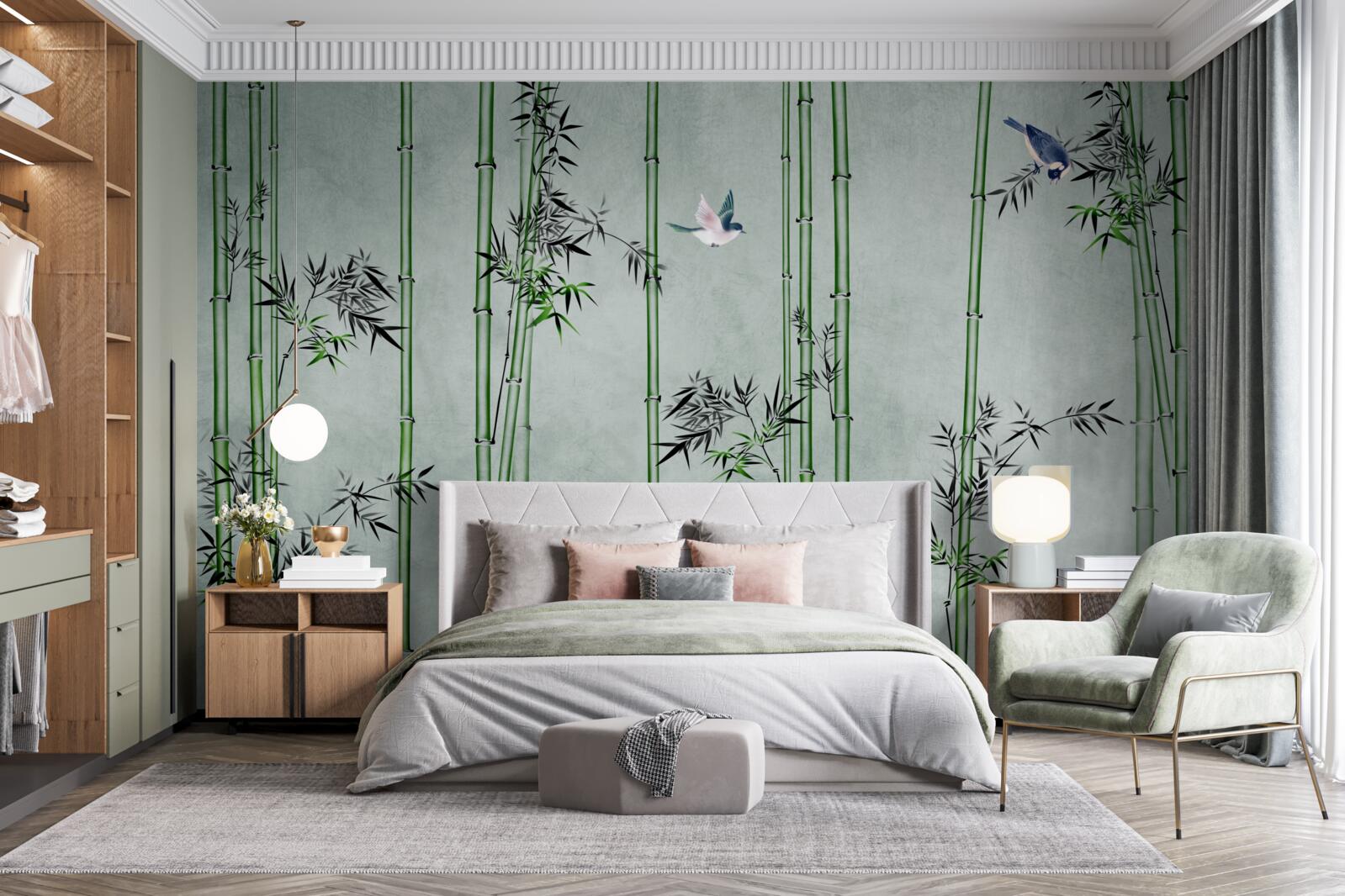 Fototapeta bambusowy las spowija mgła