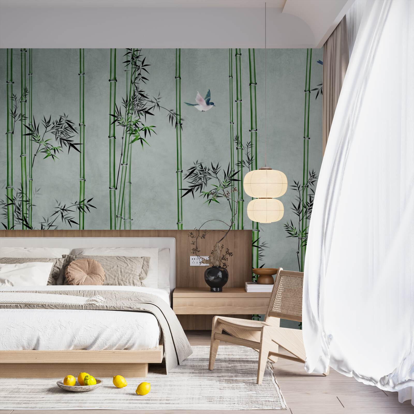 Fototapeta bambusowy las spowija mgła