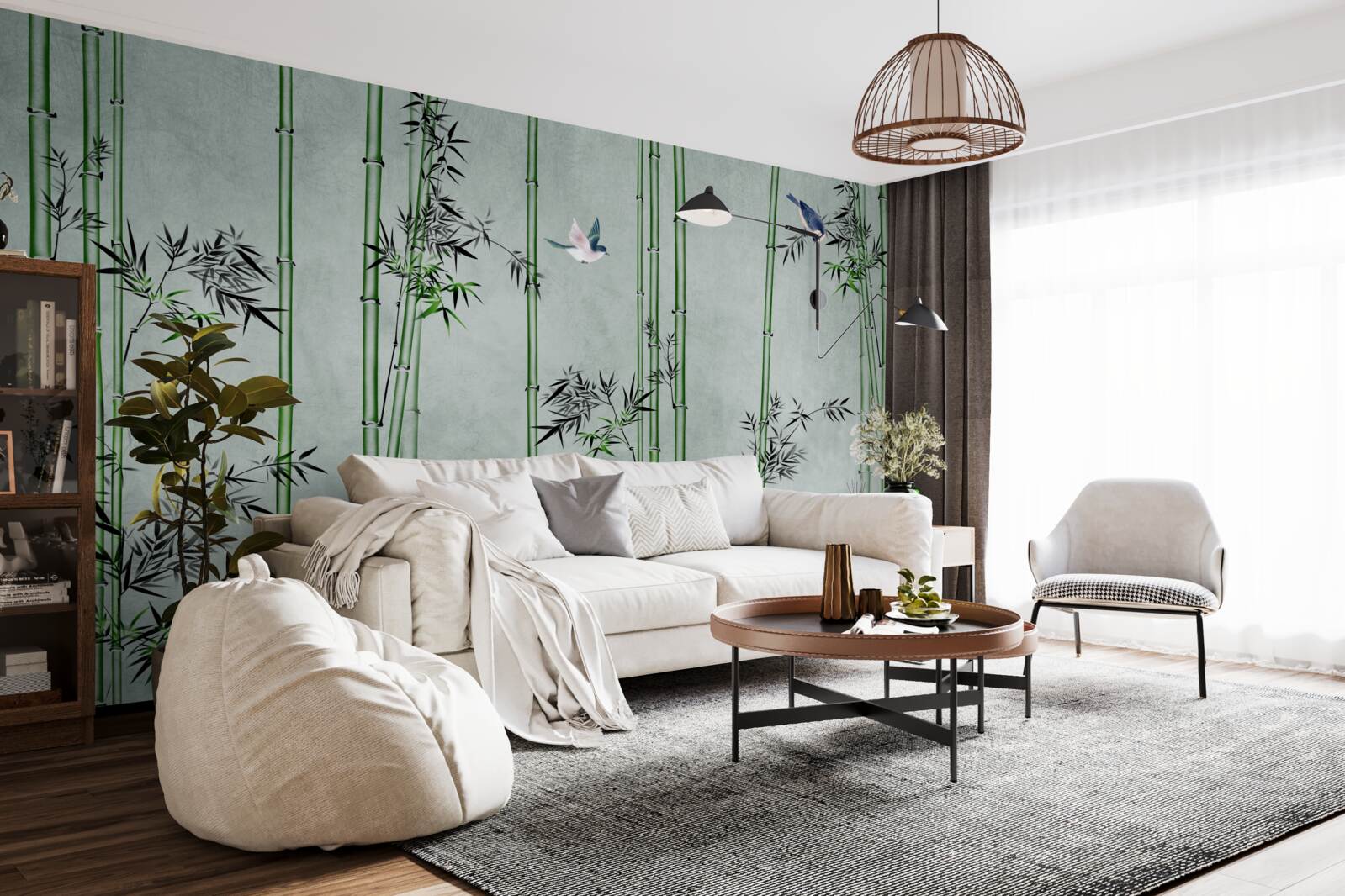 Fototapeta bambusowy las spowija mgła