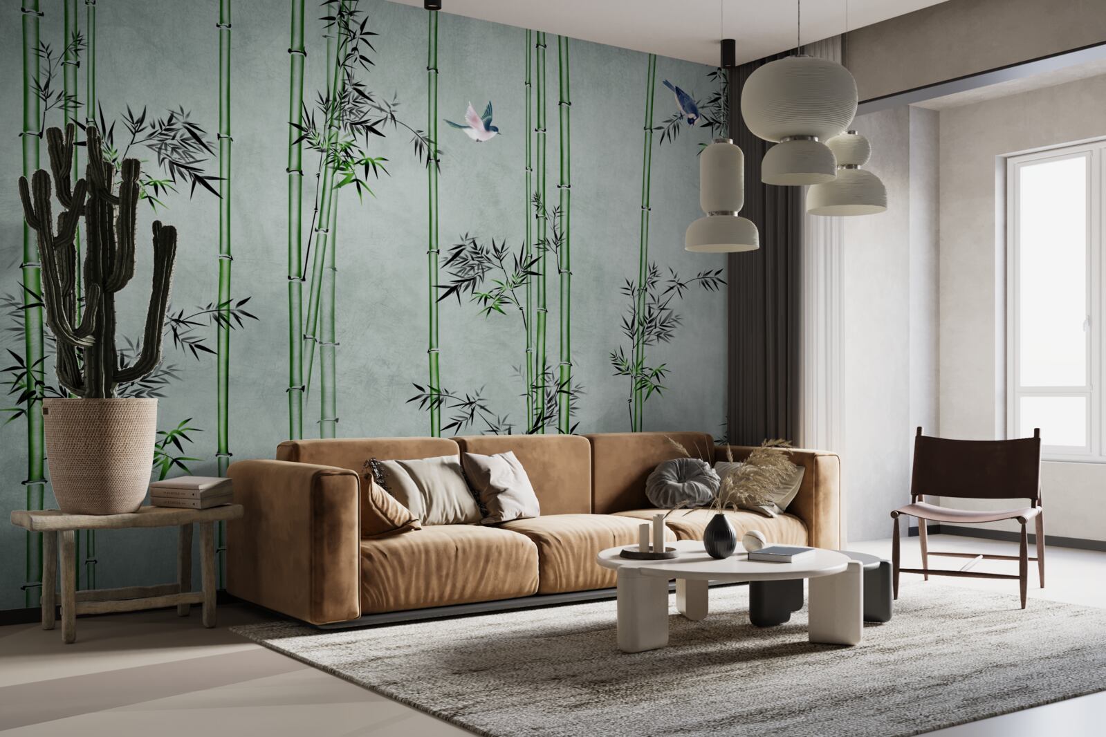 Fototapeta bambusowy las spowija mgła