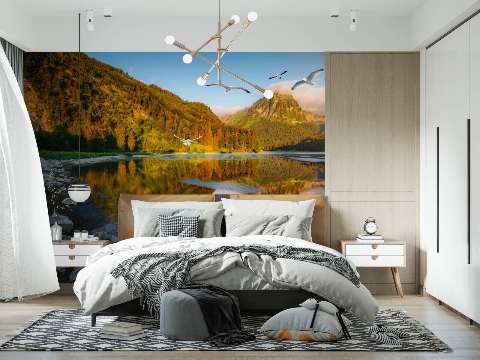 Fototapeta ptaki latające nad wodami górskimi