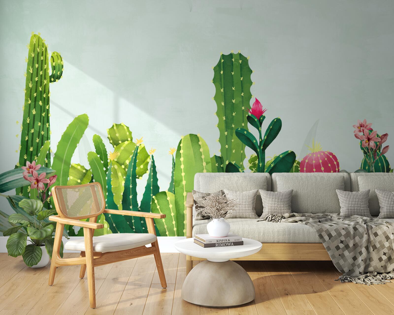 Fototapeta błękitne niebo z ramką kaktusów