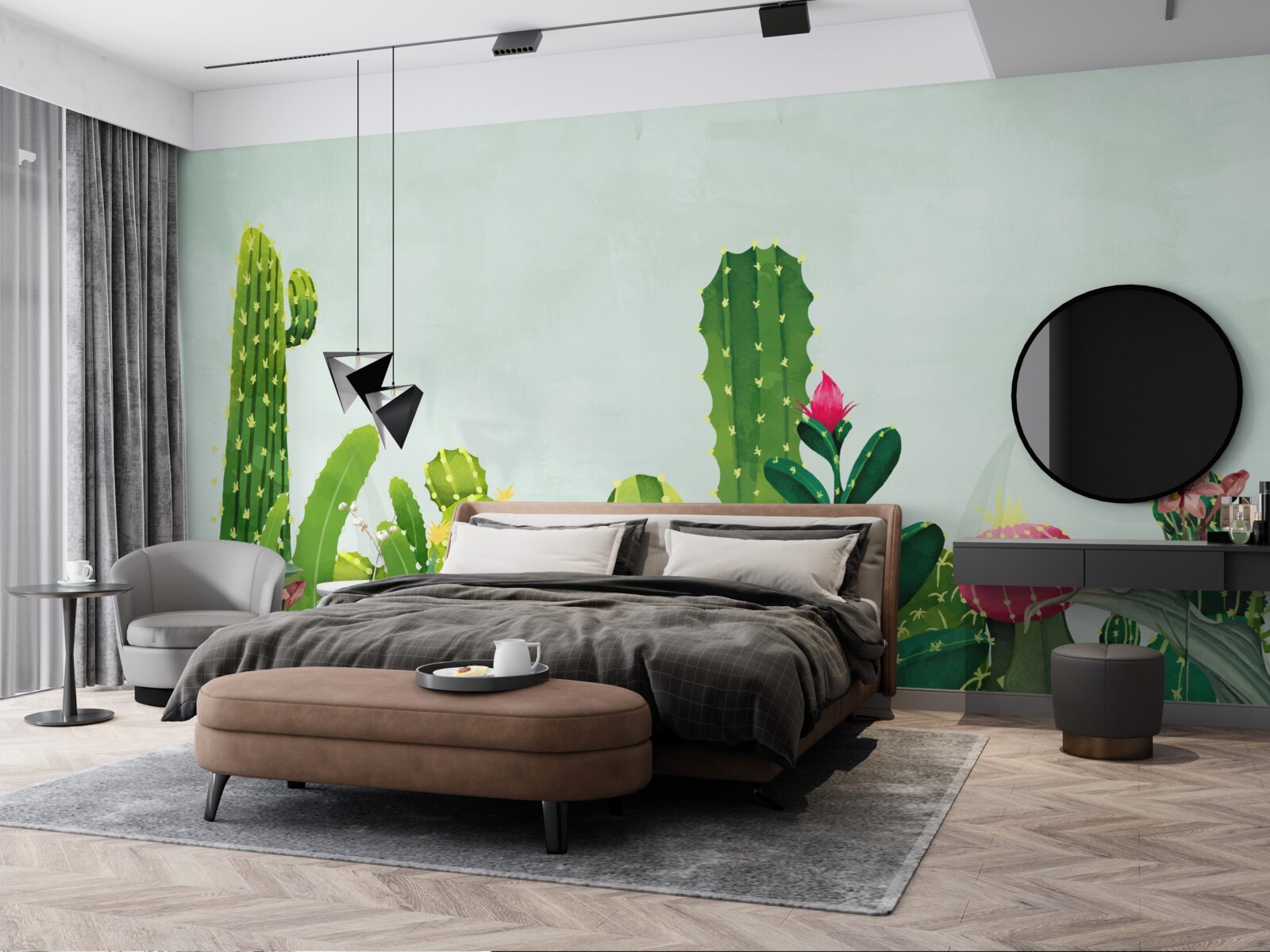 Fototapeta błękitne niebo z ramką kaktusów