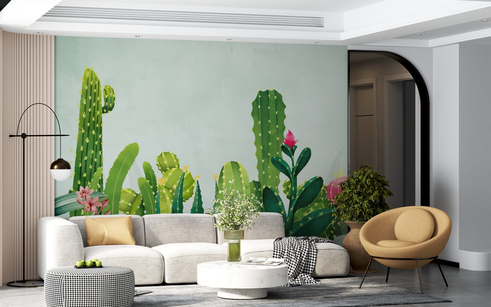 Fototapeta błękitne niebo z ramką kaktusów