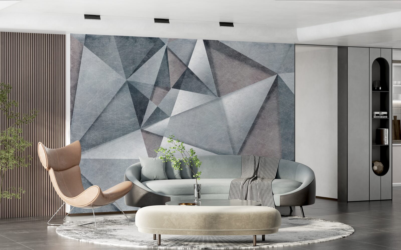 Fototapeta szara abstrakcja składająca się z trójkątów